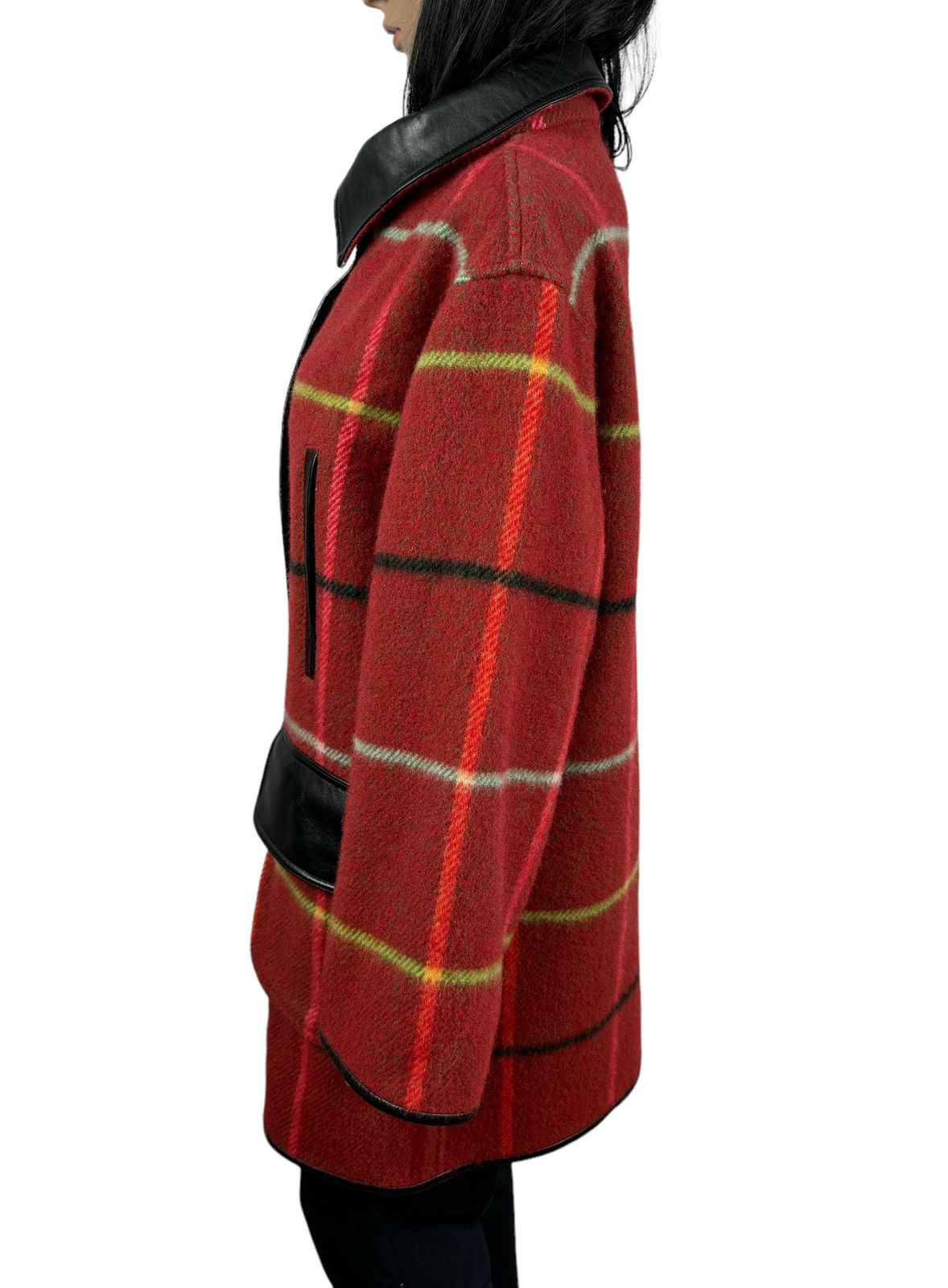 Nina Ricci × Vintage Nina Ricci Vintage Check Wool Coat Leather Trim size 38 Size S / US 4 / IT 40 - 8 Thumbnail