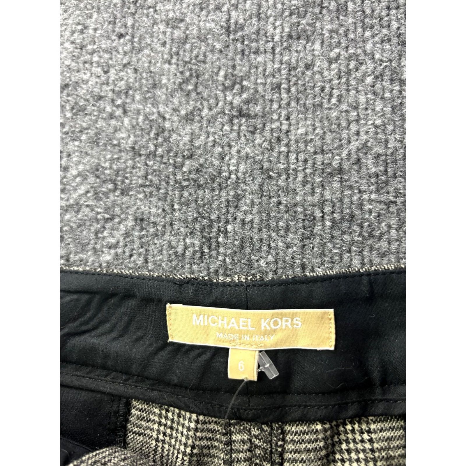 Michael Kors Michael Kors Dress Pants Womens 6 Gray Wool Plaid Tweed Pleated Cuffed Italy Size 28" / US 6 / IT 42 - 2 Thumbnail