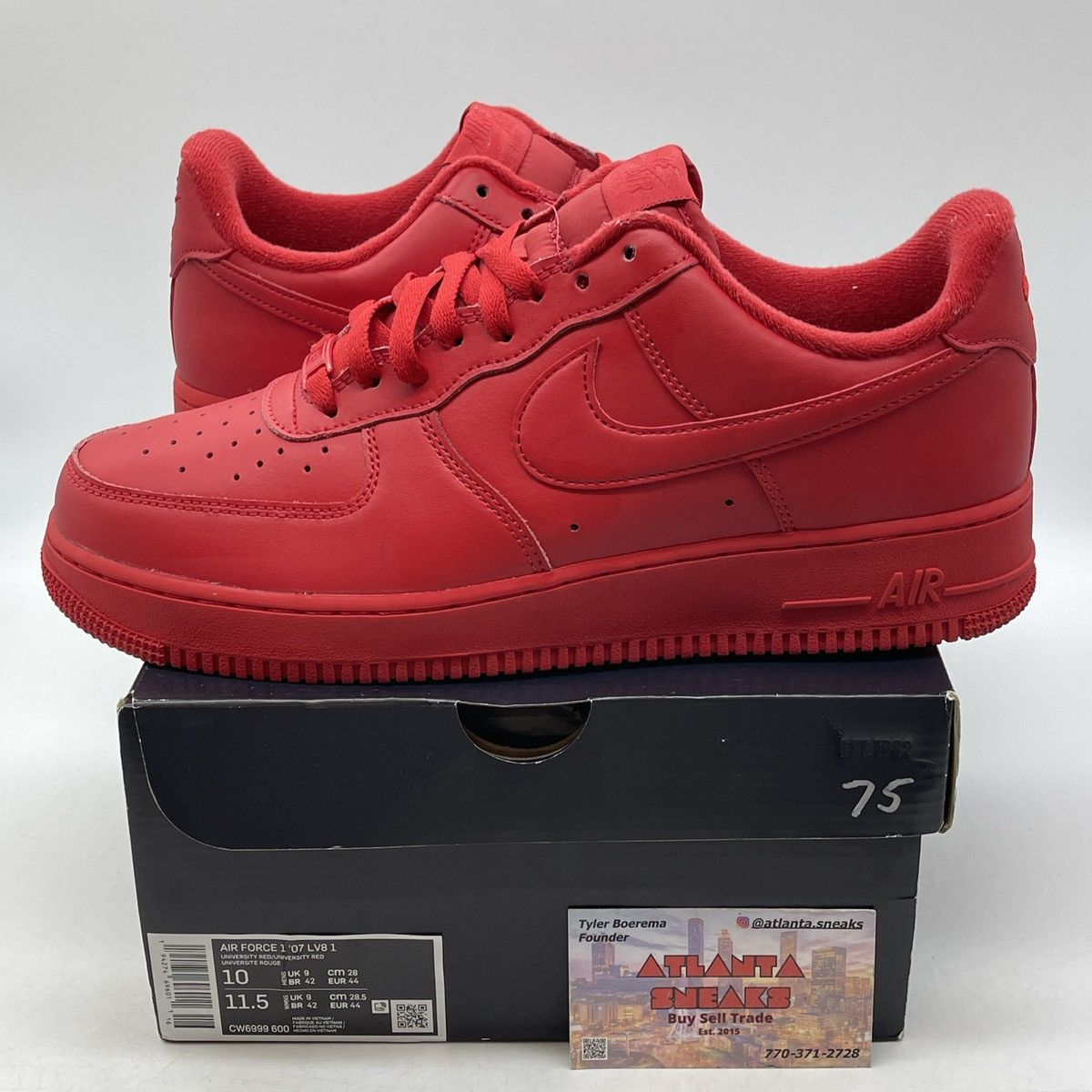Nike Air Force 1 triple red Size US 10 / EU 43 - 1 Thumbnail