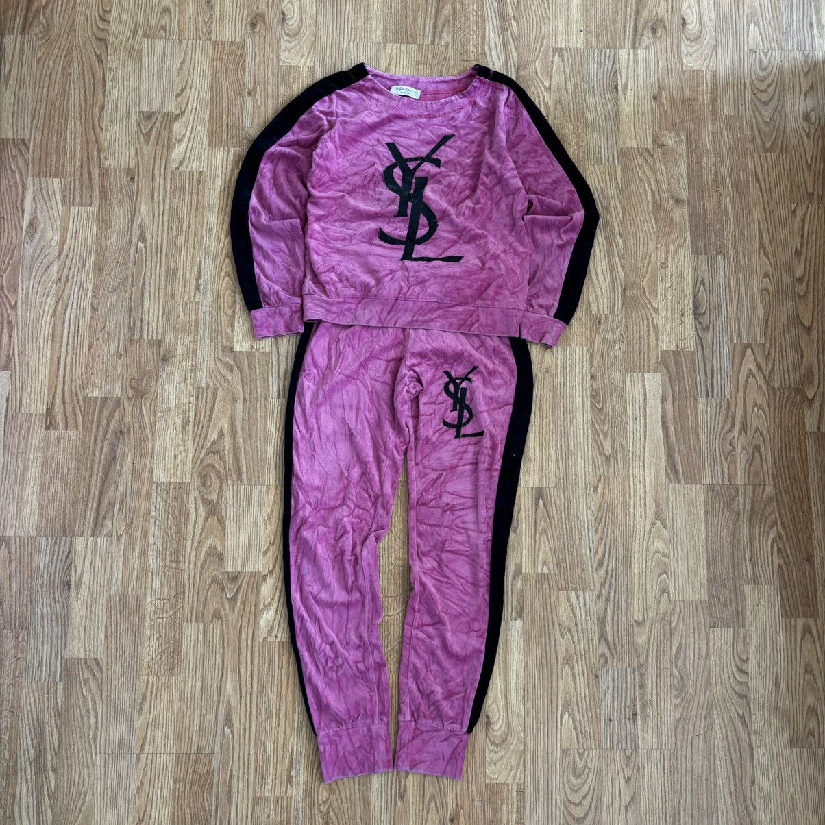 Yves Saint Laurent Yves Saint Laurent Pink Velour Bling Tracksuit Sweatshirt Size S / US 4 / IT 40 - 4 Thumbnail