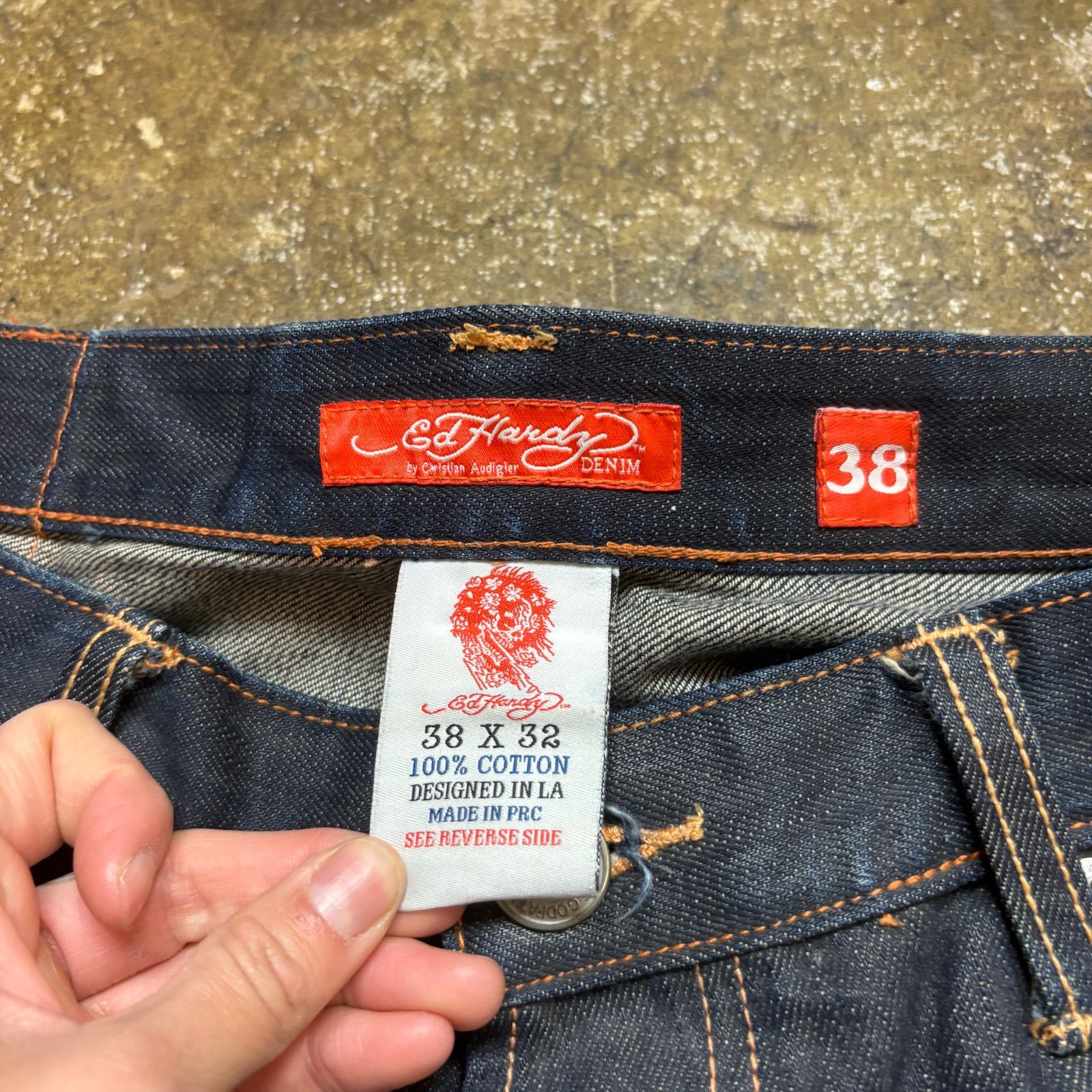 Ed Hardy RARE Ed Hardy Wolf Embroidered y2k Baggy Jeans Men's 38x31 Size US 38 / EU 54 - 7 Thumbnail