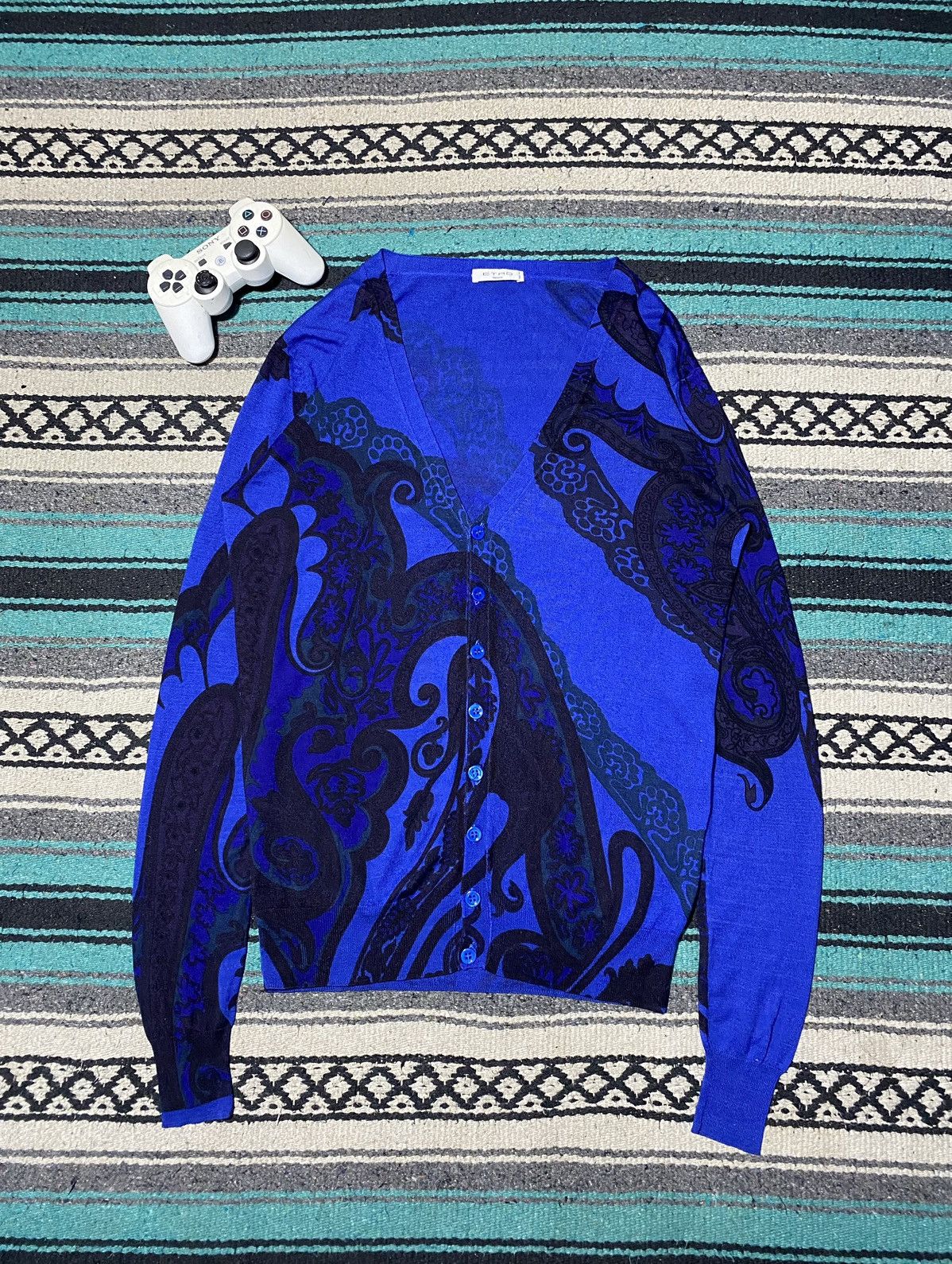 Etro Etro Paisley Jacquard Cardigan In Blue Size US M / EU 48-50 / 2 - 1 Thumbnail