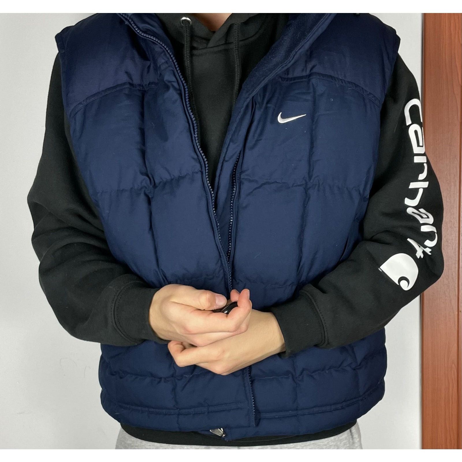 Nike Nike Men's Blue Full Zip Hooded Puffer Vest Jacket Medium Size US M / EU 48-50 / 2 - 2 Thumbnail