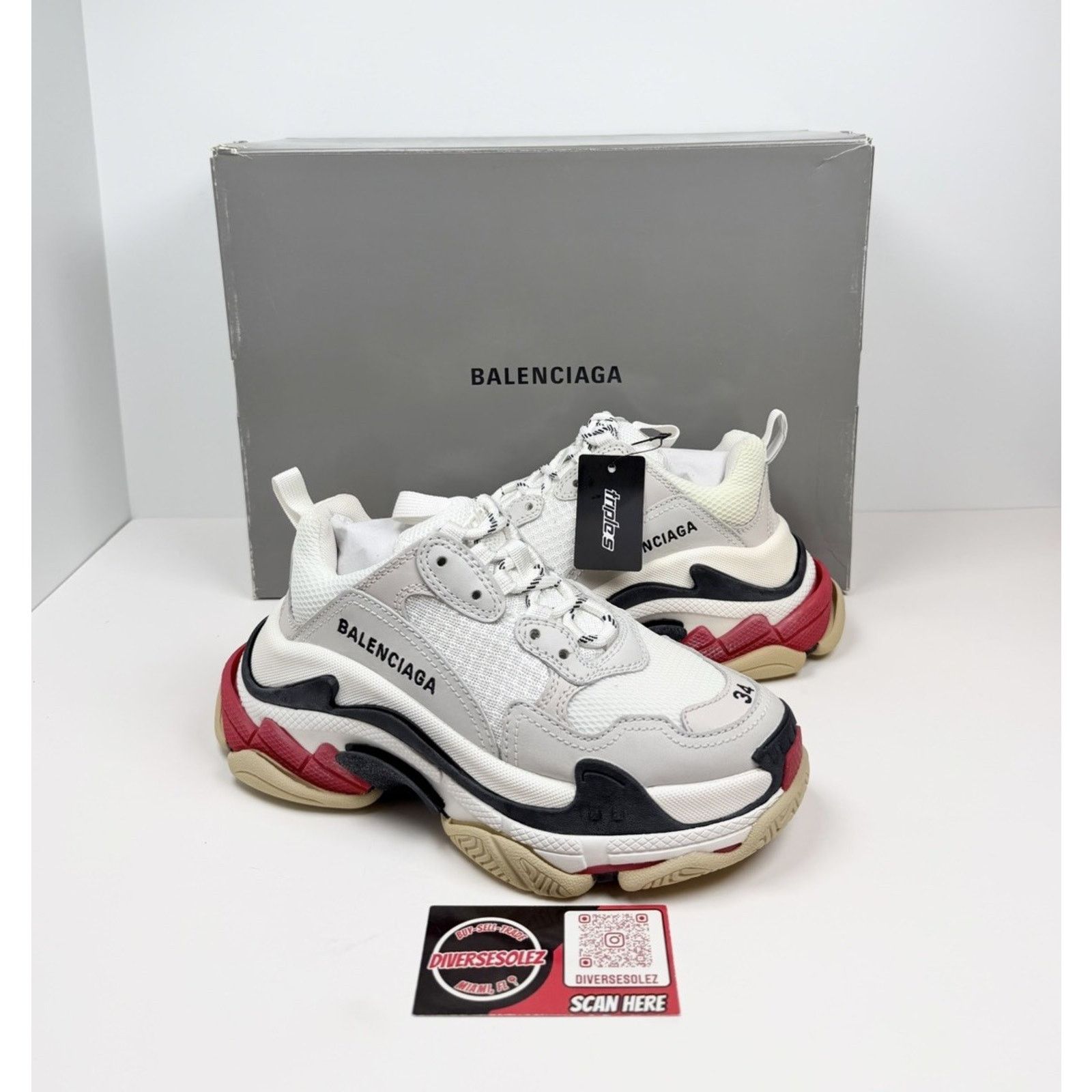 Balenciaga Size 34EU/4W - Balenciaga Triple S Distressed White NEW Size US 4 / IT 34 - 1 Thumbnail