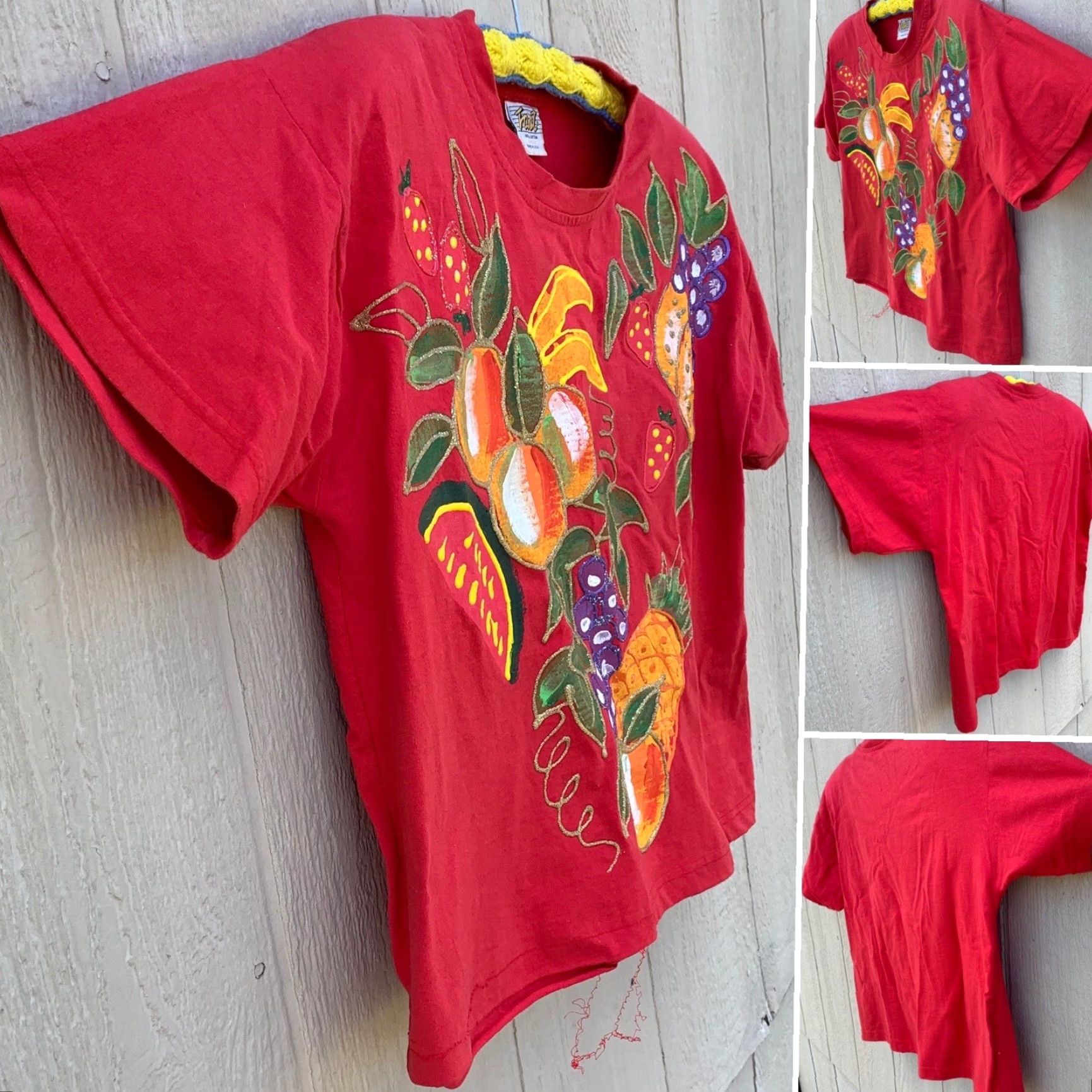 Vintage VINTAGE Fast Fruit Painted Wearable Art Tee T-Shirt One Size Red 1980s 1990s Casual Size ONE SIZE - 2 Thumbnail