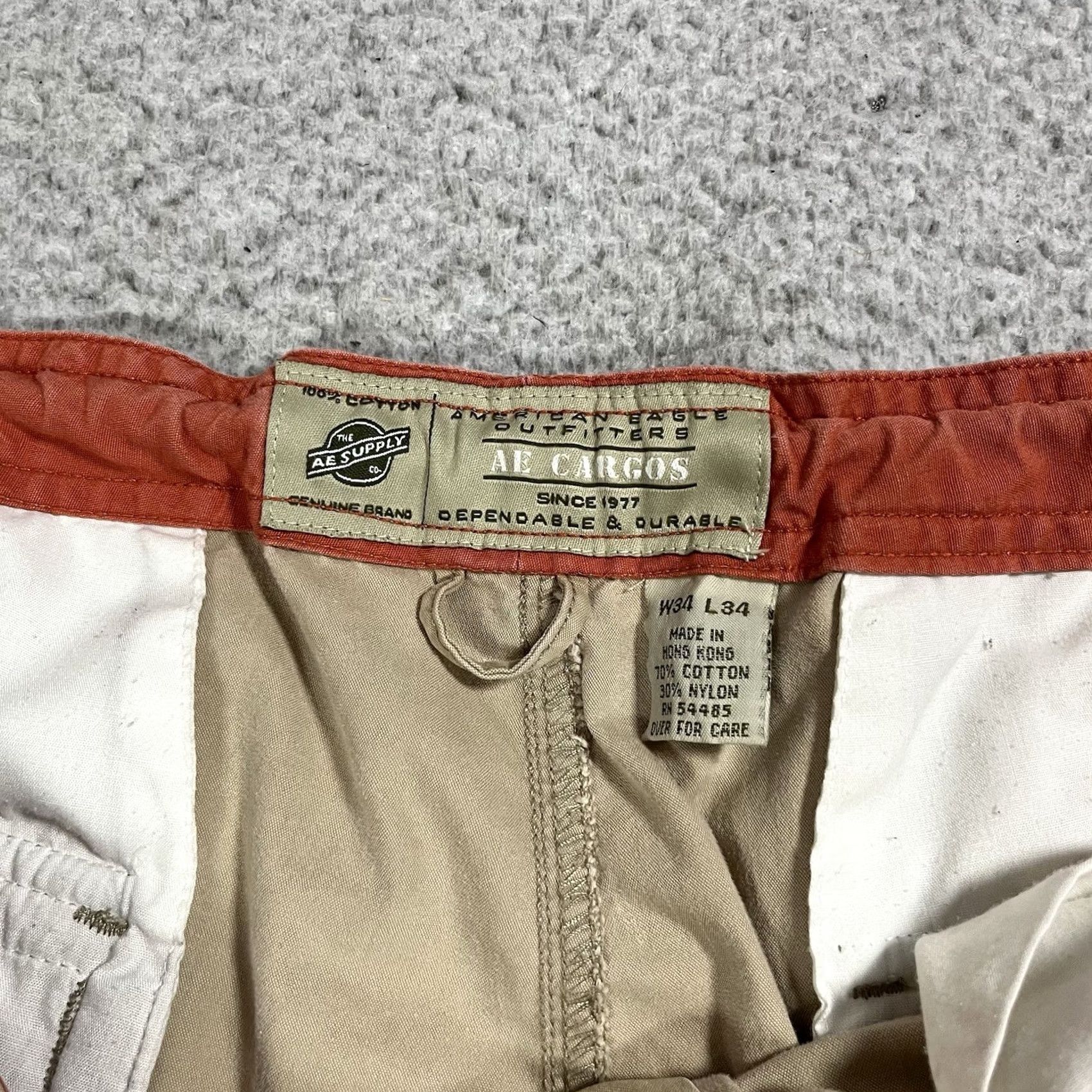 American Eagle Outfitters VINTAGE American Eagle Cargo Pants Men 34x34 Beige Paratrooper Y2K Baggy Utility Cargo Size US 34 / EU 50 - 7 Thumbnail
