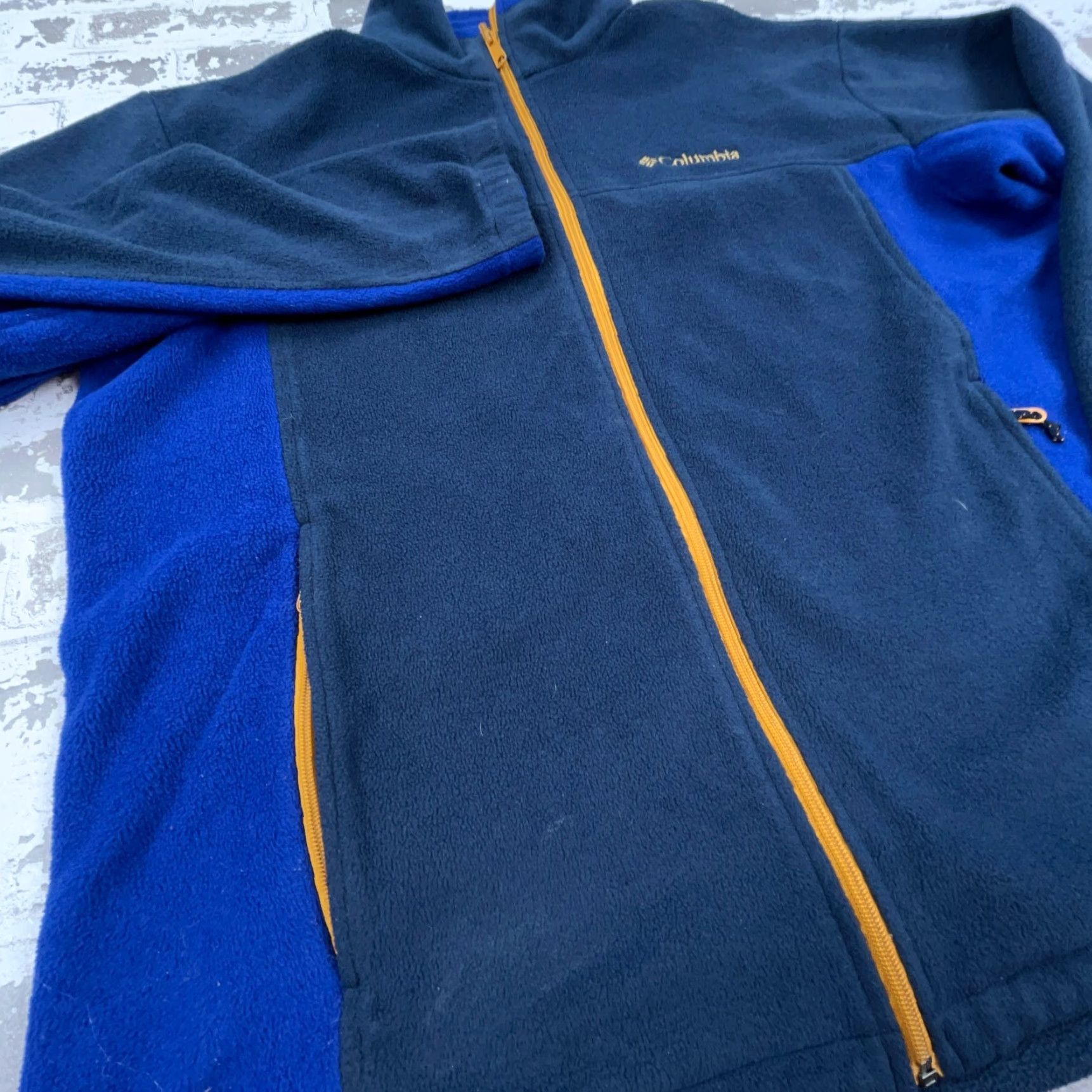 Layer 8 Columbia Jacket Men XL Blue Gray Fleece Full Zip Hiking Outdoor Summer Fall Winter Regular Pocket Embroidered Logo Size US XL / EU 56 / 4 - 3 Thumbnail