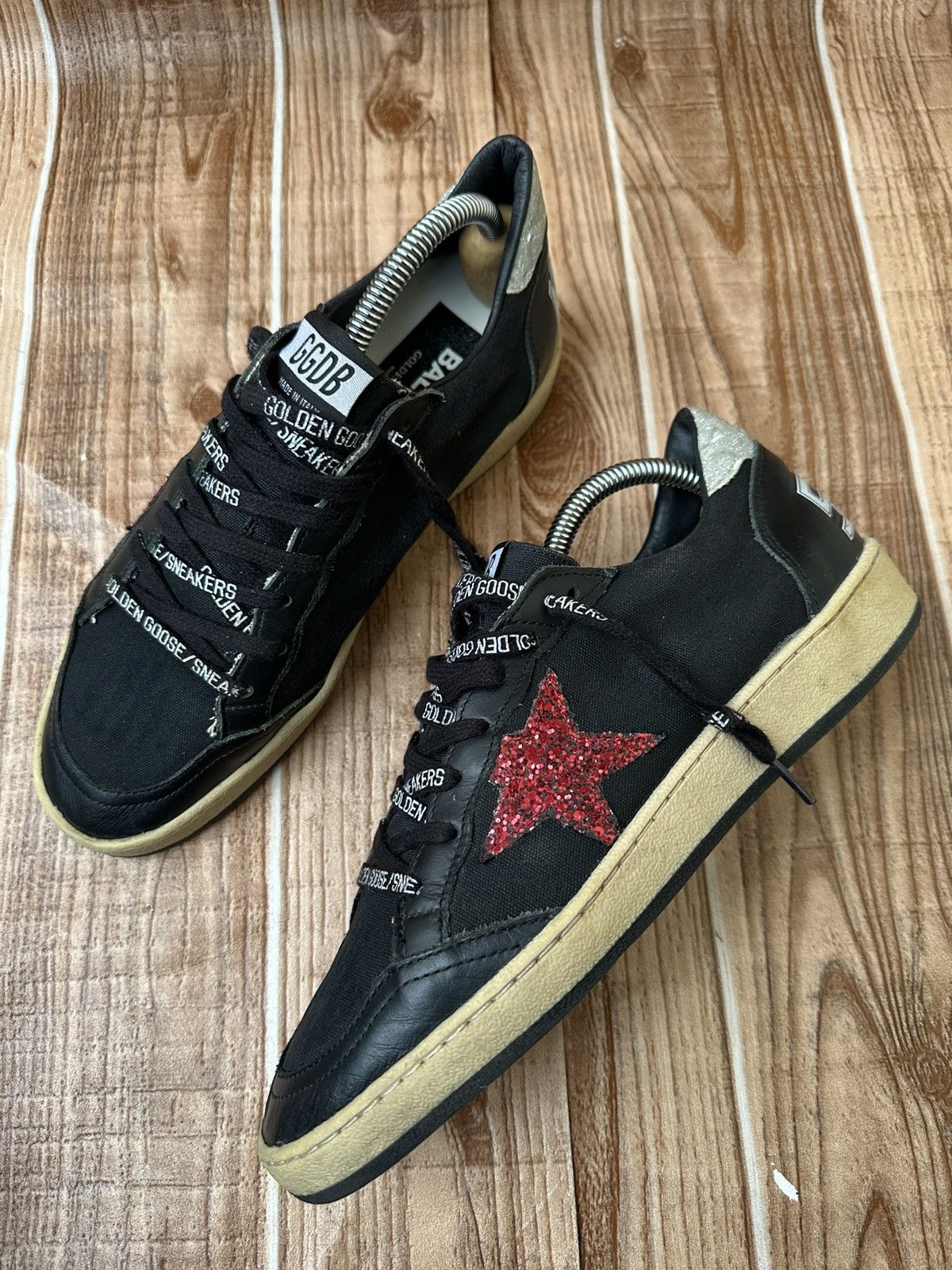 Golden Goose Golden Goose Ballstar Black Leather & Canvas Low Tops Size US 6 / EU 39 - 12 Thumbnail