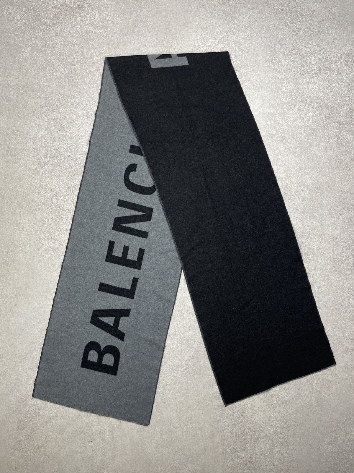 Other Balenciaga Black Label Big Logo Wool Scarf Black Doube Sided Size ONE SIZE - 3 Thumbnail