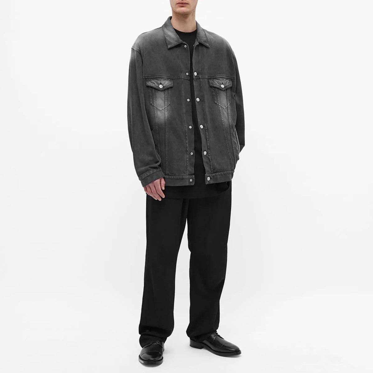 Balenciaga FW21 Denim Jersey Jacket Trucker Trompe L’oeil Size US M / EU 48-50 / 2 - 2 Thumbnail