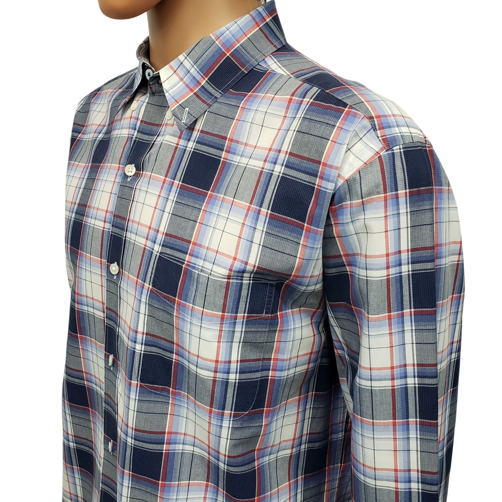 J.McLaughlin J. McLaughlin Contrast Collar Flip Cuff Shirt XL Plaid Check Size US XL / EU 56 / 4 - 9 Thumbnail