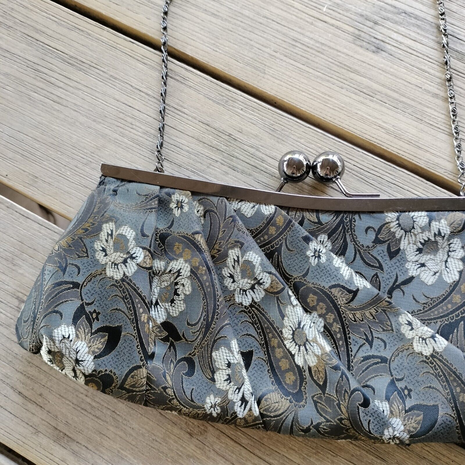 Designer Y2K 2000s Bag Shoulder Clutch Floral Baguette Mini Metallic Size ONE SIZE - 5 Thumbnail