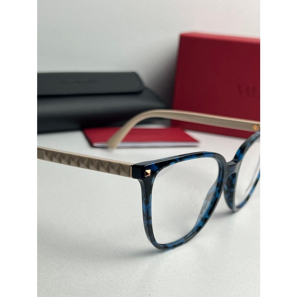 Valentino NEW Valentino VA3059 Eyeglasses Frames in Blue Havana Size ONE SIZE - 5 Thumbnail