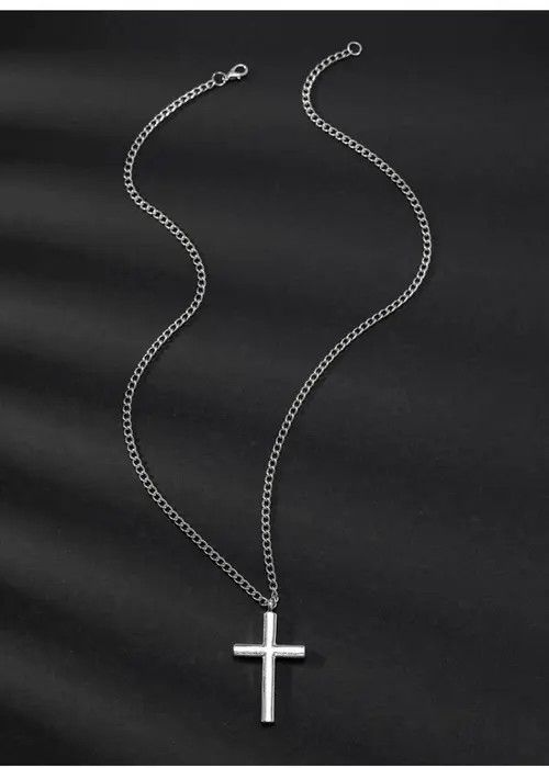 Vintage Silver Men’s Cross Chain Necklace Size ONE SIZE - 2 Thumbnail