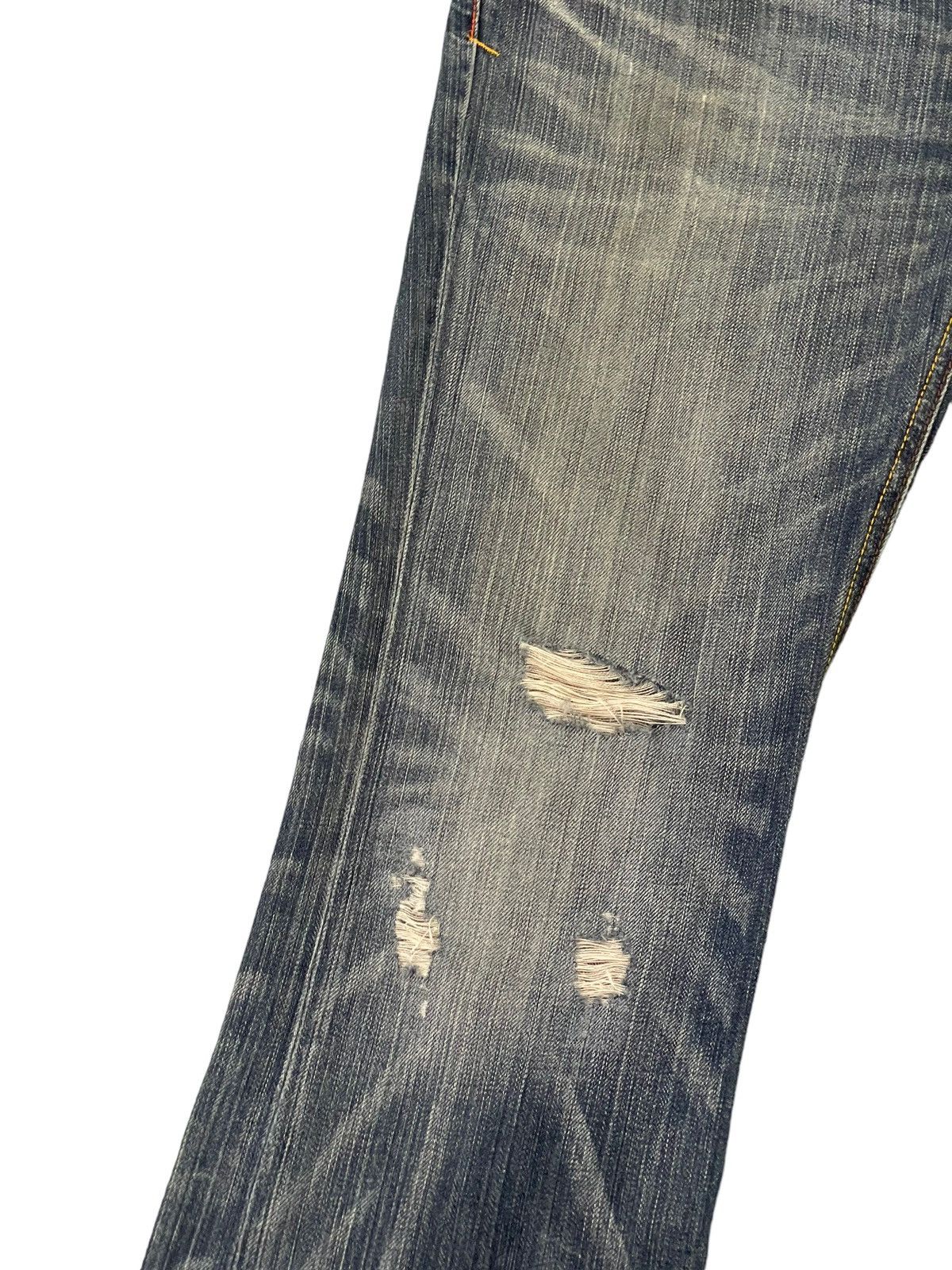 Japanese Brand Flare Jeans Rush Hour Faded Distress Boot Cut 8🟦4 Size US 33 - 6 Thumbnail