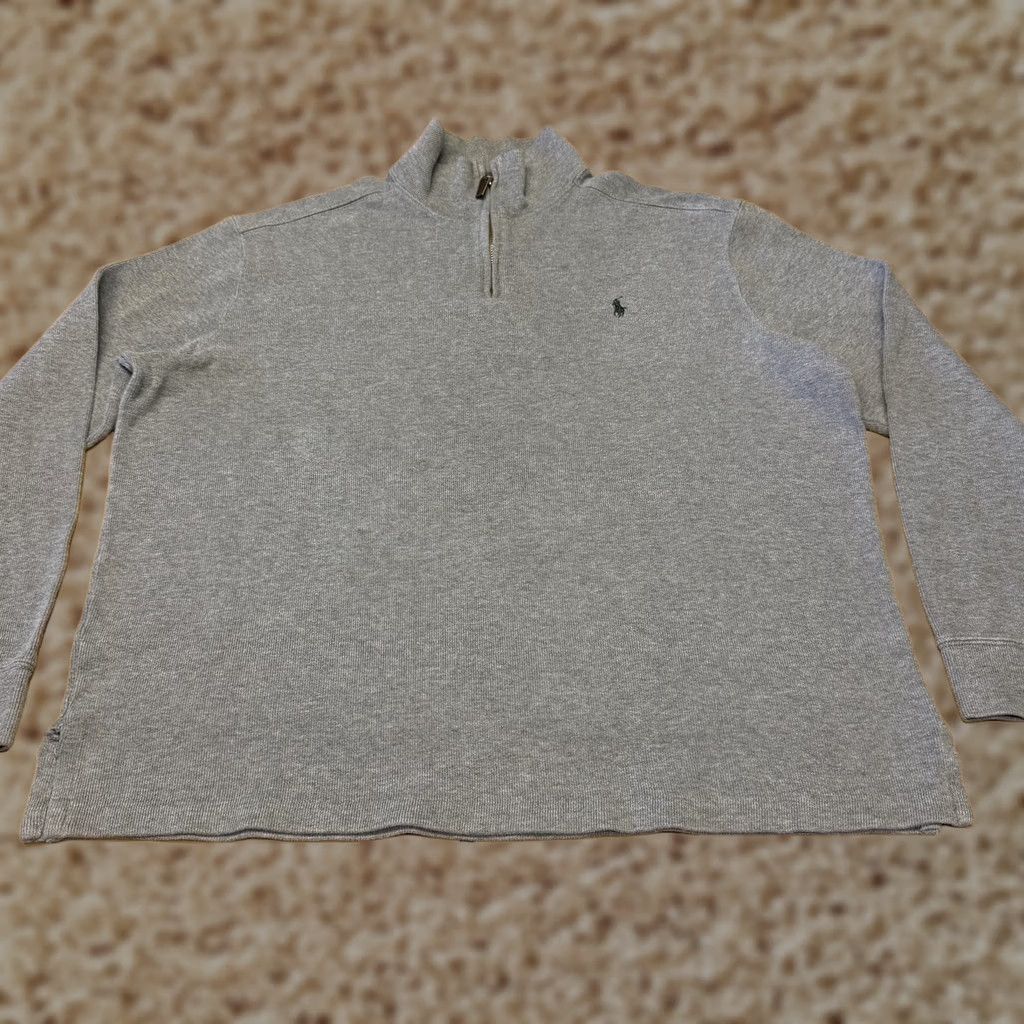 Polo Ralph Lauren Polo by Ralph Lauren Mens XL Gray 1/4 Zip Mock Neck Cotton Pullover Knit Sweater Size US XL / EU 56 / 4 - 1 Thumbnail