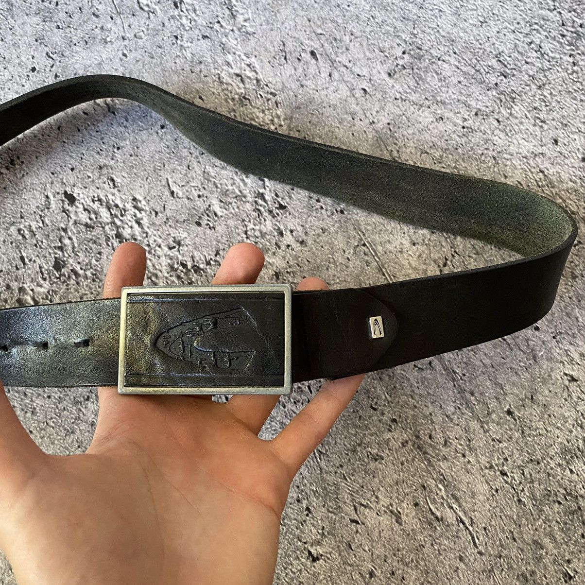 Japanese Brand Vintage leather belt Big Buckle Size ONE SIZE - 4 Thumbnail