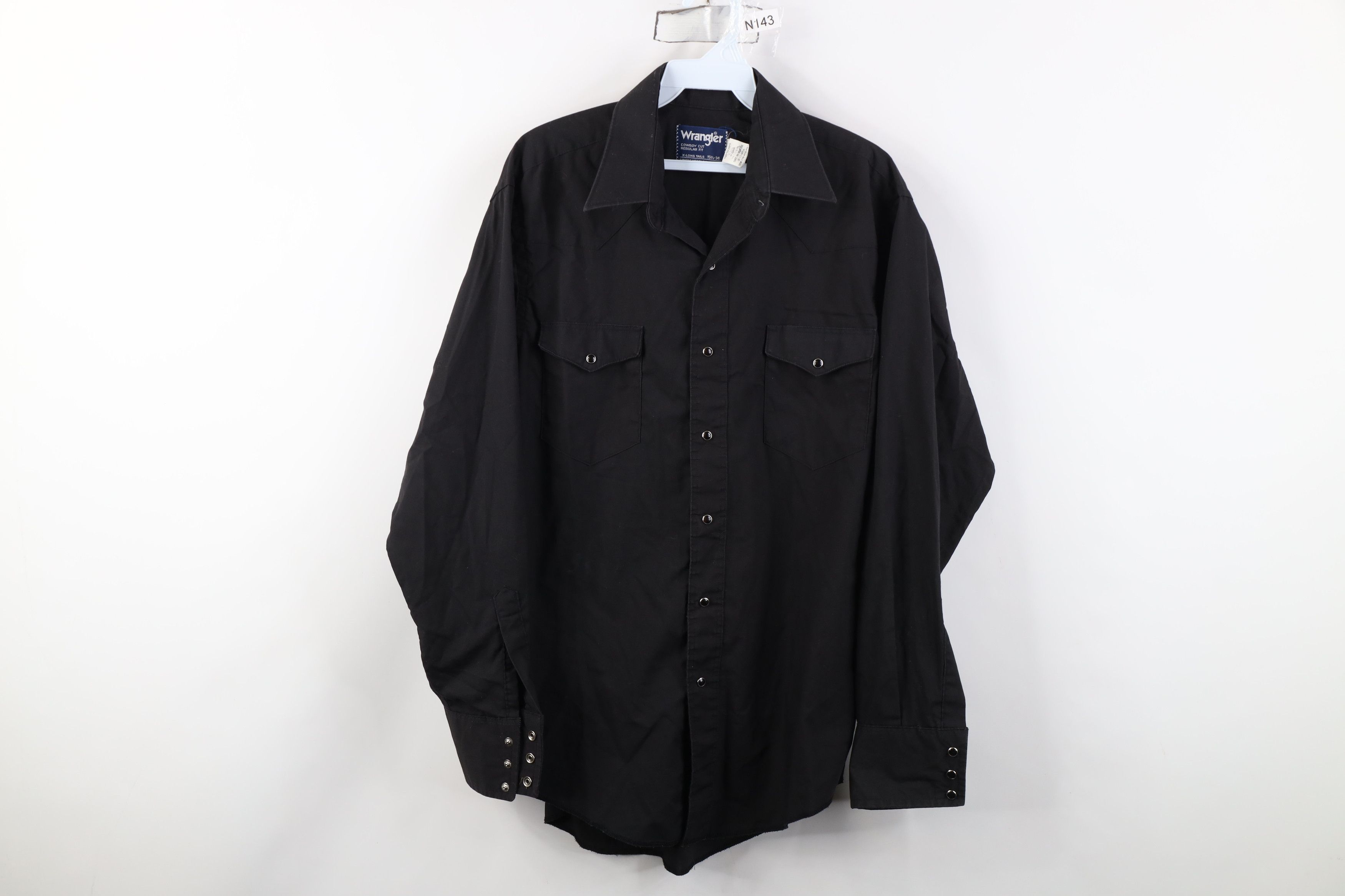 Wrangler Vintage 90s Wrangler Cowboy Snap Button Shirt Black USA Size US M / EU 48-50 / 2 - 1 Thumbnail