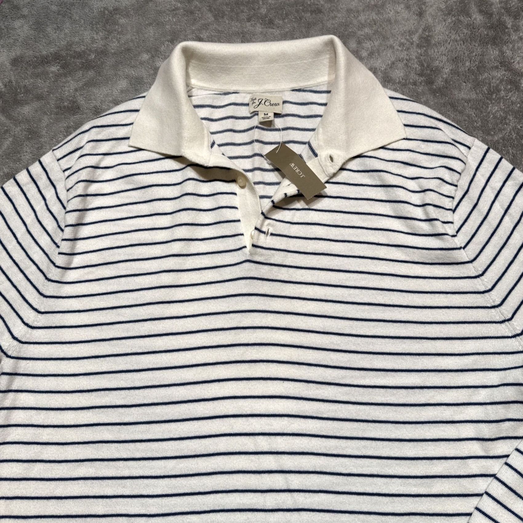 J.Crew VINTAGE J.CREW Heritage Cotton Sweater Polo Mens Size M Striped Long Sleeve NWT Size US M / EU 48-50 / 2 - 2 Thumbnail