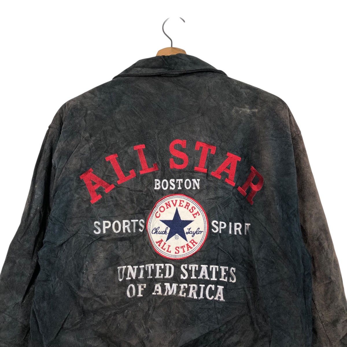 Japanese Brand Vintage Bomber Leather Jacket Converse All Star Boston Mass Size US M / EU 48-50 / 2 - 10 Thumbnail