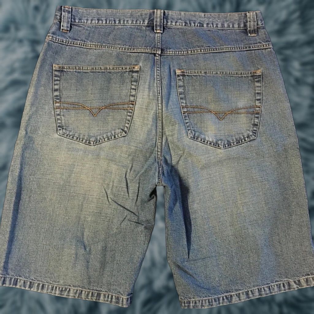 JNCO VINTAGE Anchor Blue Baggy Jean Shorts 38 Distressed 90s Grunge Skate Jnco Denim Mens Blue Size US 38 / EU 54 - 1 Thumbnail