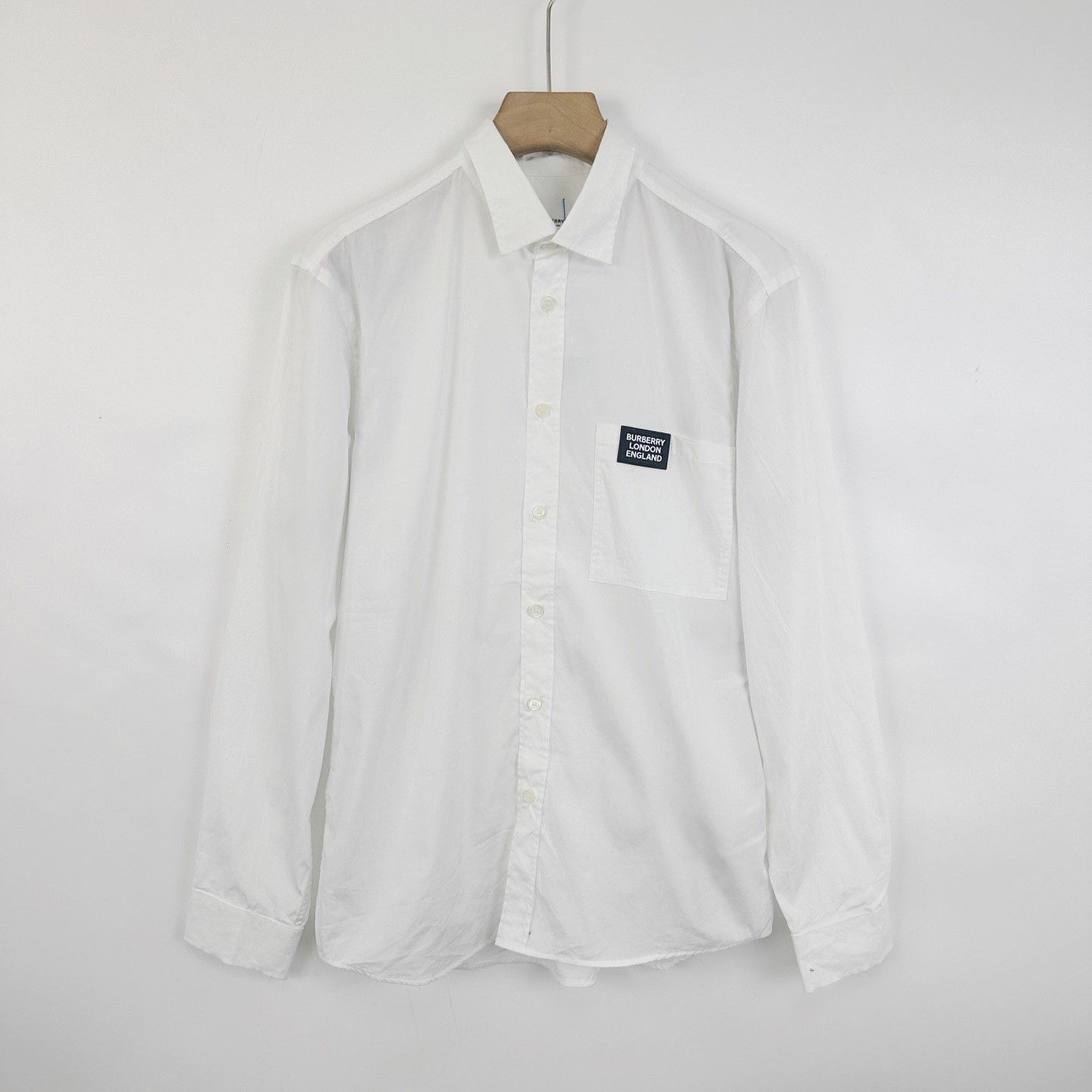Burberry Burberry White Chest Leather Logo Long-Sleeve Shirt Size US L / EU 52-54 / 3 - 1 Thumbnail