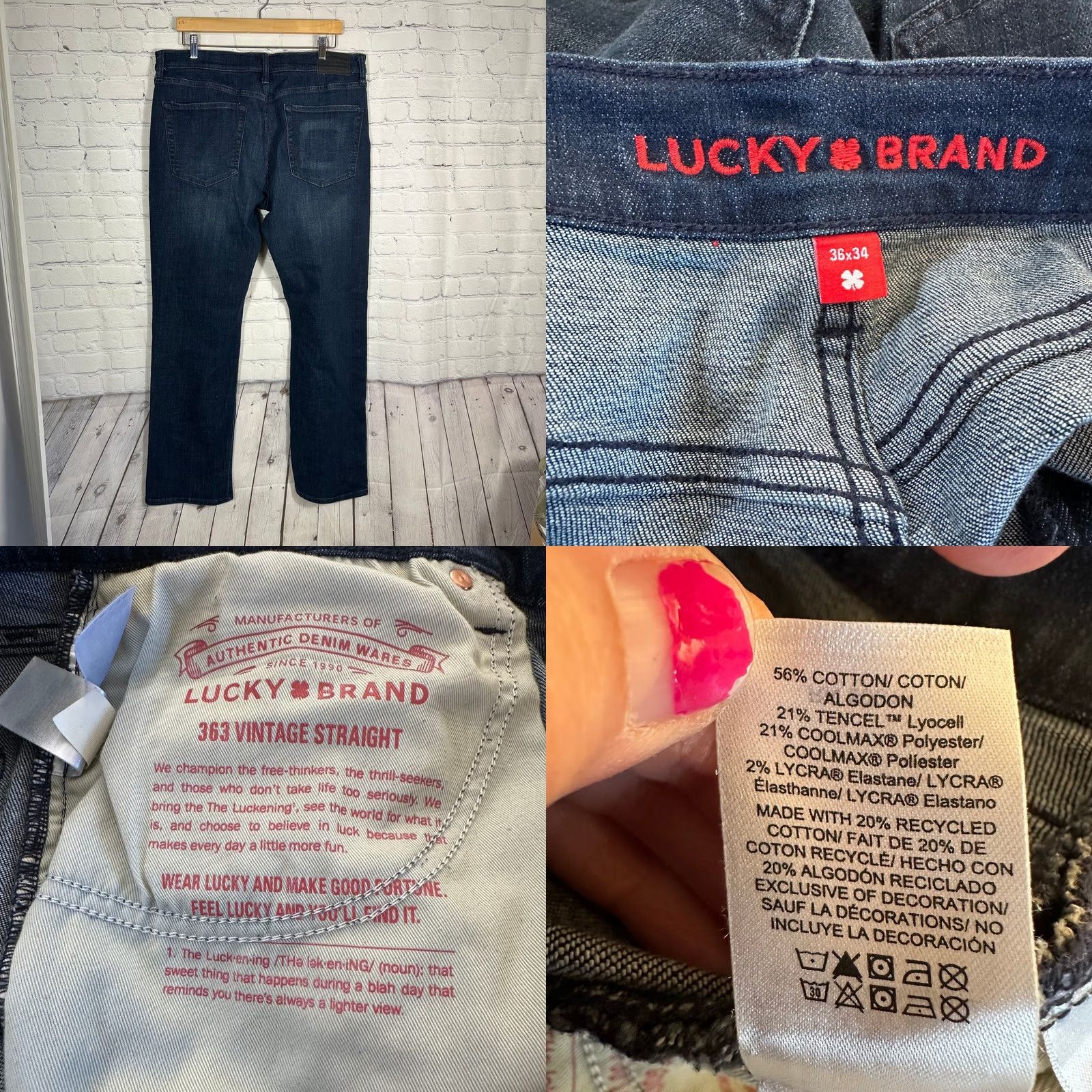 Lucky Brand Lucky Brand Jeans Mens 36 363 Vintage Straight Leg Blue Denim Dark Wash Jeans Size US 36 / EU 52 - 8 Thumbnail