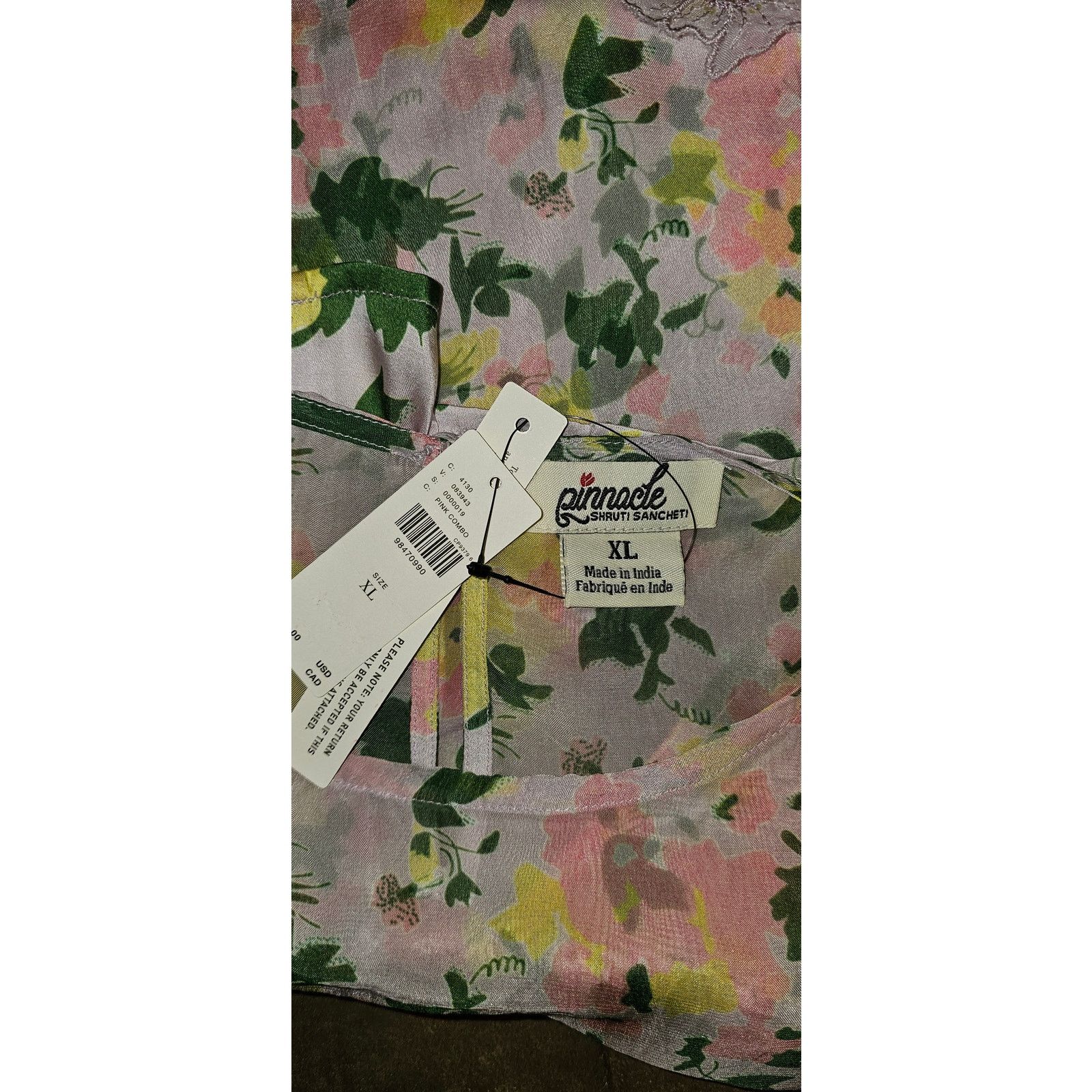 Anthropologie NWT Pinnacle Shruti Sancheti Sheer Pink Floral Mini Dress XL Size XL / US 12-14 / IT 48-50 - 5 Thumbnail