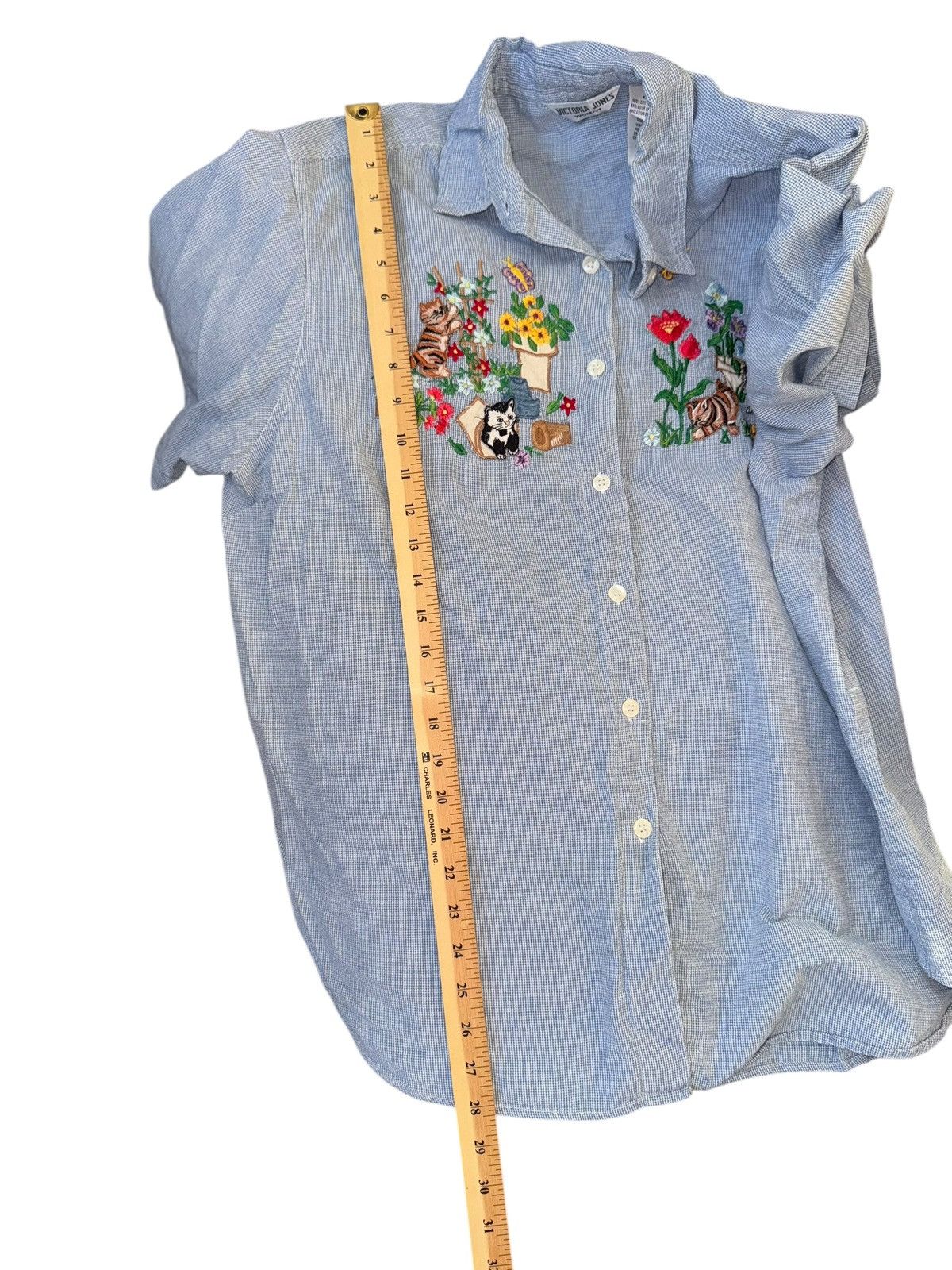 Vintage VTG 90s Victoria Jones embroidered kitty and spring flowers Size XL / US 12-14 / IT 48-50 - 9 Thumbnail