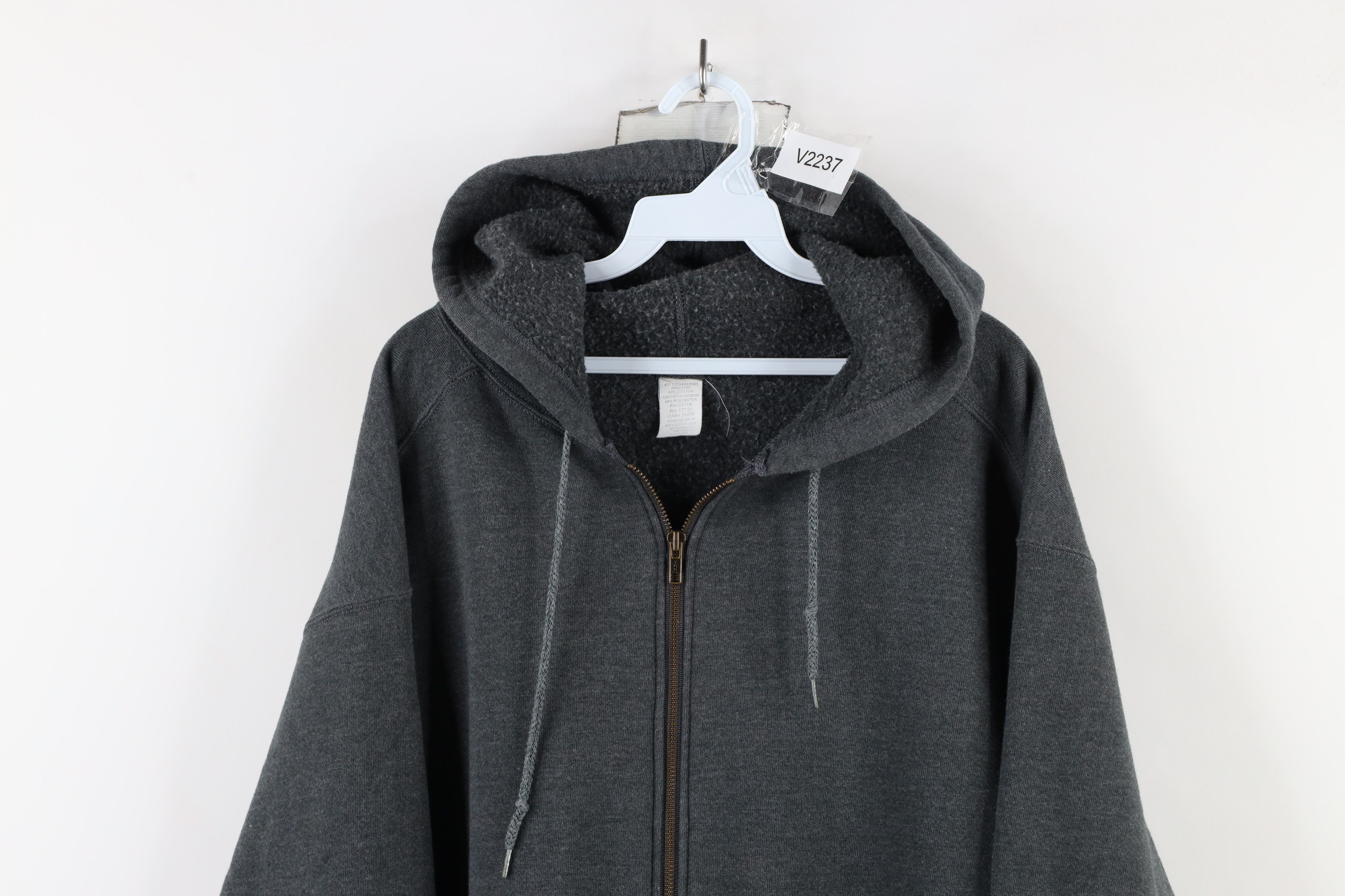 Vintage Vintage 90s Streetwear Blank Full Zip Hoodie Sweatshirt Gray Size US L / EU 52-54 / 3 - 2 Thumbnail