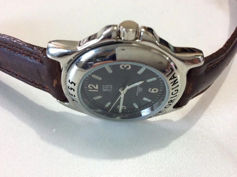 Designer Yess men's black dial brown leather strap watch Size ONE SIZE - 5 Thumbnail