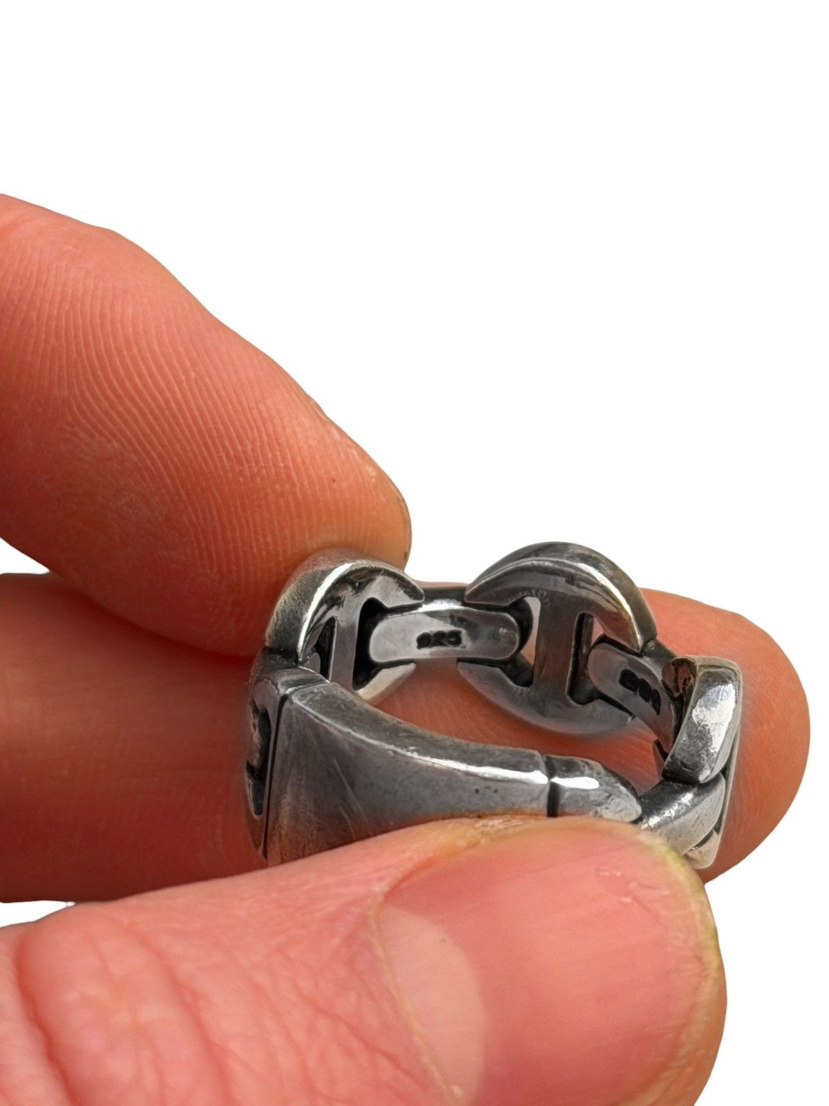 Hoorsenbuhs Brute Classic Tri-link Monogram Silver Ring Size ONE SIZE - 7 Thumbnail