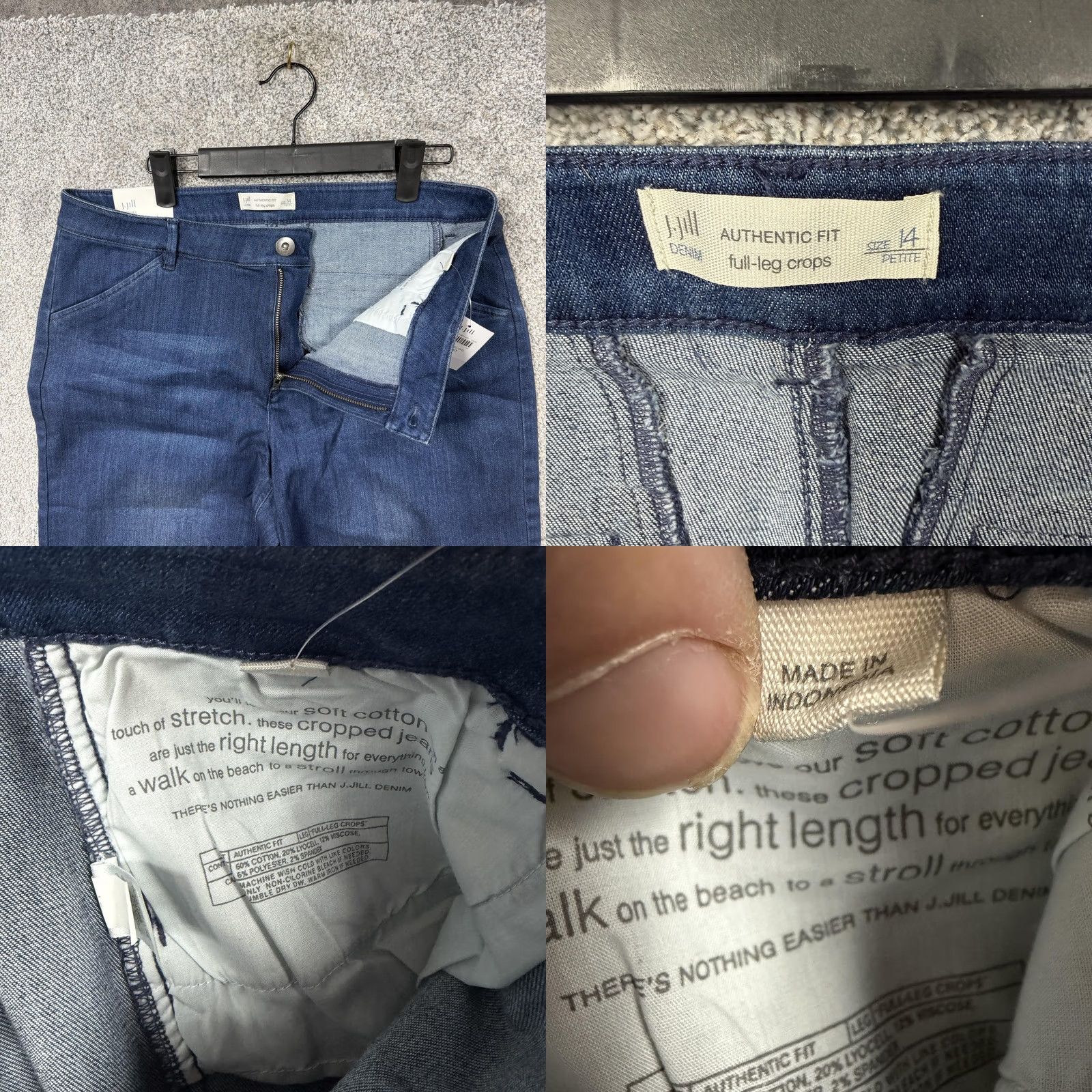 J. Jill J Jill Jeans Womens 14P Crop Denim Stretch Blue Full Leg Inseam 22in 35in Waist Petites mid rise Size 36" / US 14 / IT 50 - 8 Thumbnail