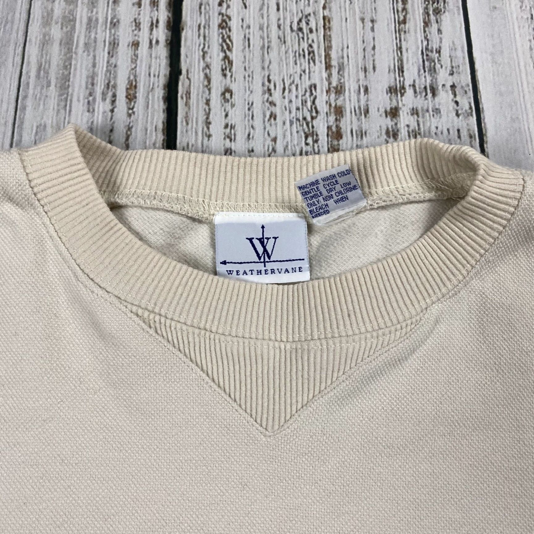 Vintage VTG 90s Weathervane Thermal Knit Pullover Sweatshirt Offwhite Adult Large Cotton Size L / US 10 / IT 46 - 2 Thumbnail