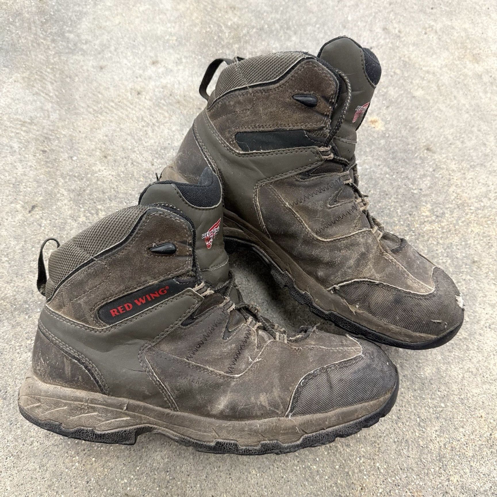 Red Wing VINTAGE Red Wing Shoes Truhiker Work Safety Toe Hiker Brown Mens 11 D Boots Workwear Mens Brown Leather Rubber Safety Toe Distress Flaws Size US 10 / EU 43 - 2 Thumbnail
