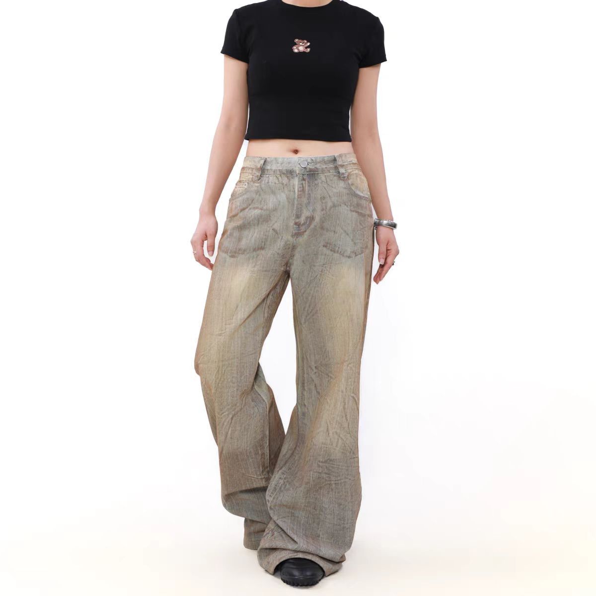 Japanese Brand × Jean Vintage Dirty Wash Straight Leg Micro Flare Jeans Size US 30 / EU 46 - 3 Thumbnail