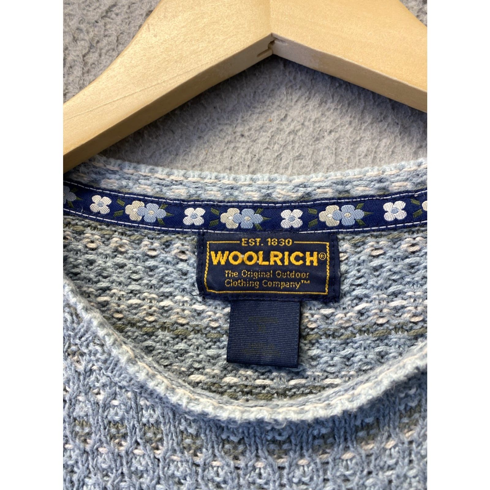 Vintage VINTAGE Woolrich Women's Sweater Pullover XL Blue Gray Knit 90s Gorp Outdoor Fall Winter Size XL / US 12-14 / IT 48-50 - 4 Thumbnail
