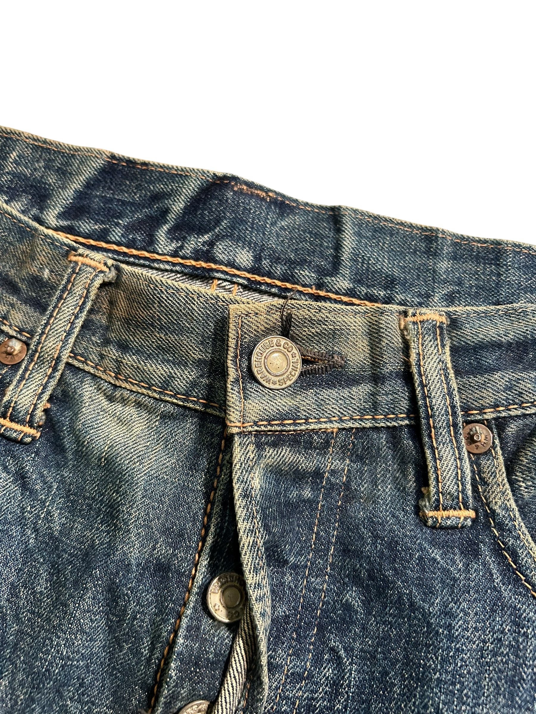 Kapital × Vintage × Warehouse VINTAGE WAREHOUSE 800 SELVEDGE BUTTON FLY DISTRESSED DENIM Size US 32 / EU 48 - 6 Thumbnail
