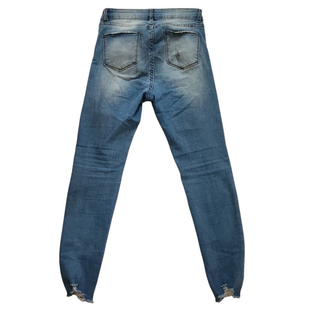 Shein Shein Women's Size 6 Blue Distressed Hem Stretchy Skinny Jeans Size 28" / US 6 / IT 42 - 6 Thumbnail