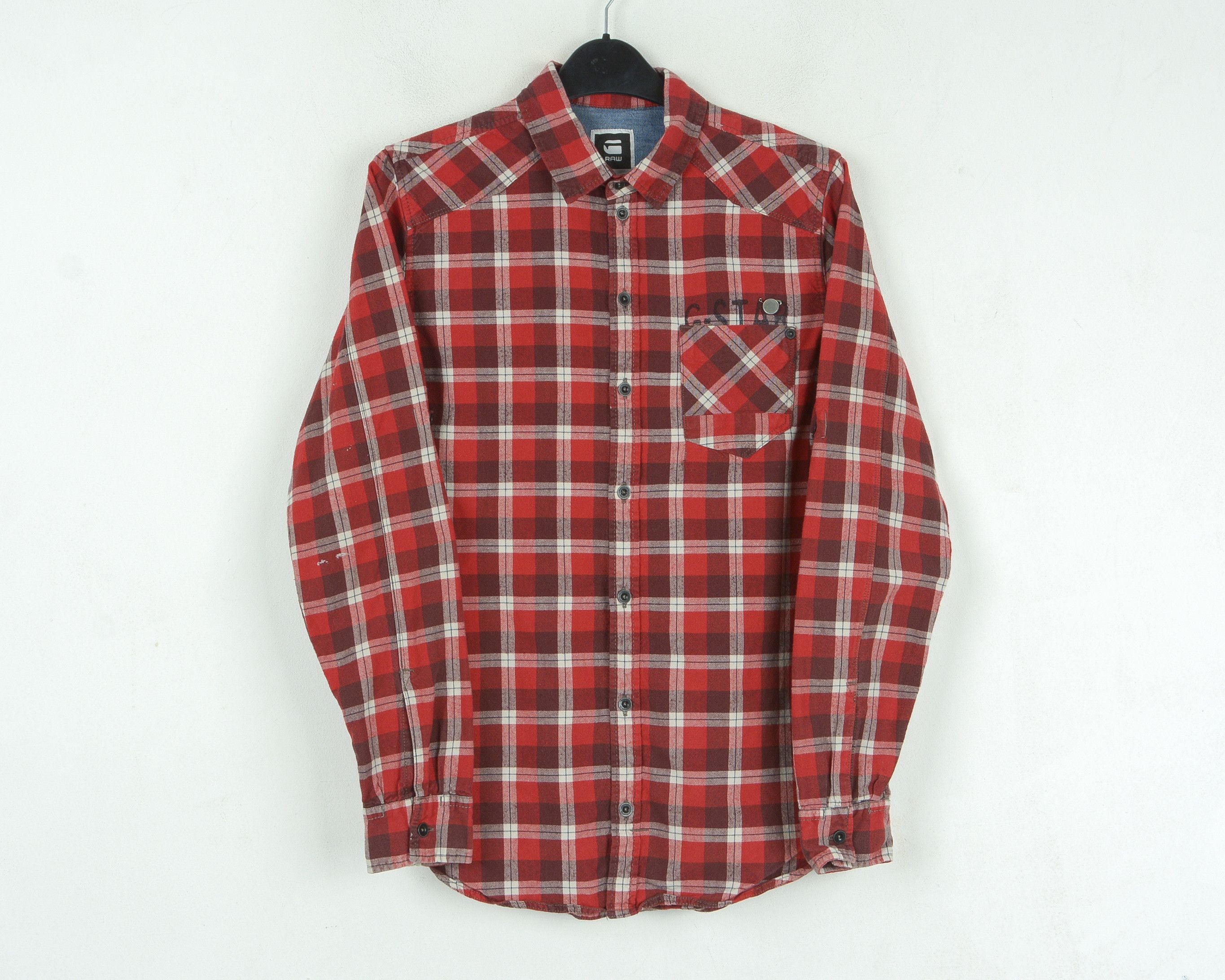 G-Star Women S Shirt Casual Red Western Check Long Sleeved Plaid Size S / US 4 / IT 40 - 1 Thumbnail