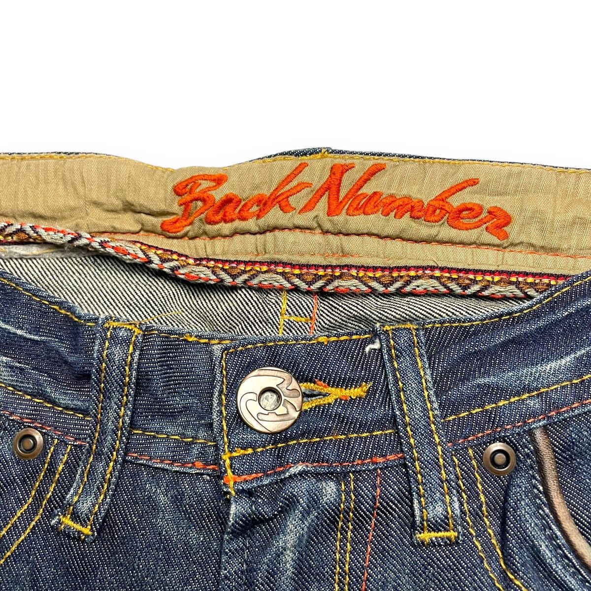 Le Grande Bleu (L.G.B.) 🇯🇵 SUPER FLARE BACK NUMBER WASHED DENIM PANTS Size US 30 / EU 46 - 9 Thumbnail