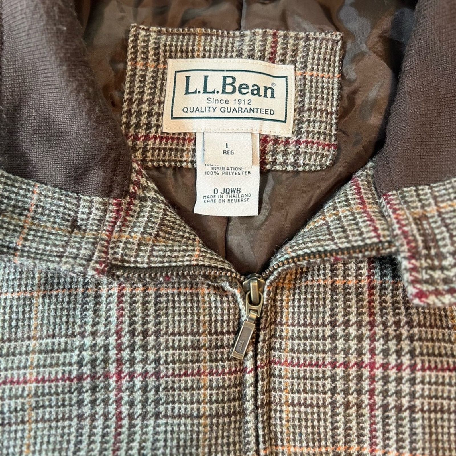 L.L. Bean Super Cool Vintage L.L. Bean Brown Plaid Wool Bomber Jacket! Size US L / EU 52-54 / 3 - 4 Thumbnail