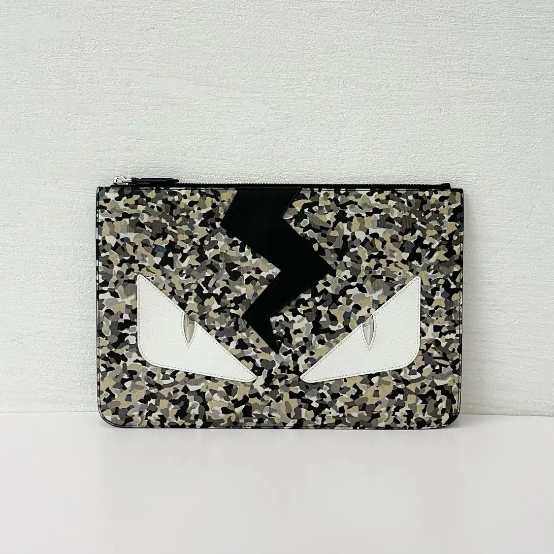 Fendi Color-Block Cowhide Leather Bag Bugs Clutch, Women's