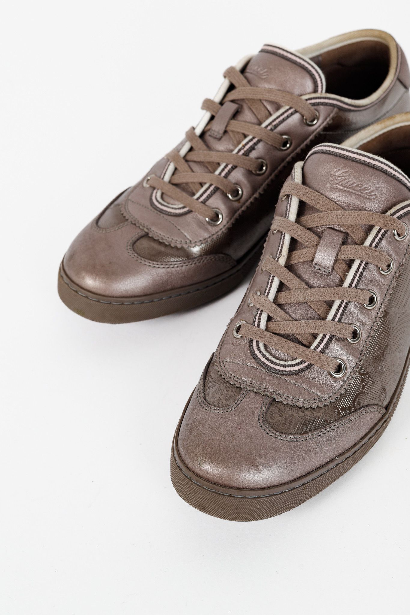 Gucci Gucci GG Imprime & Miro Soft Metallic Leather Sneakers Size US 7.5 / IT 37.5 - 6 Thumbnail