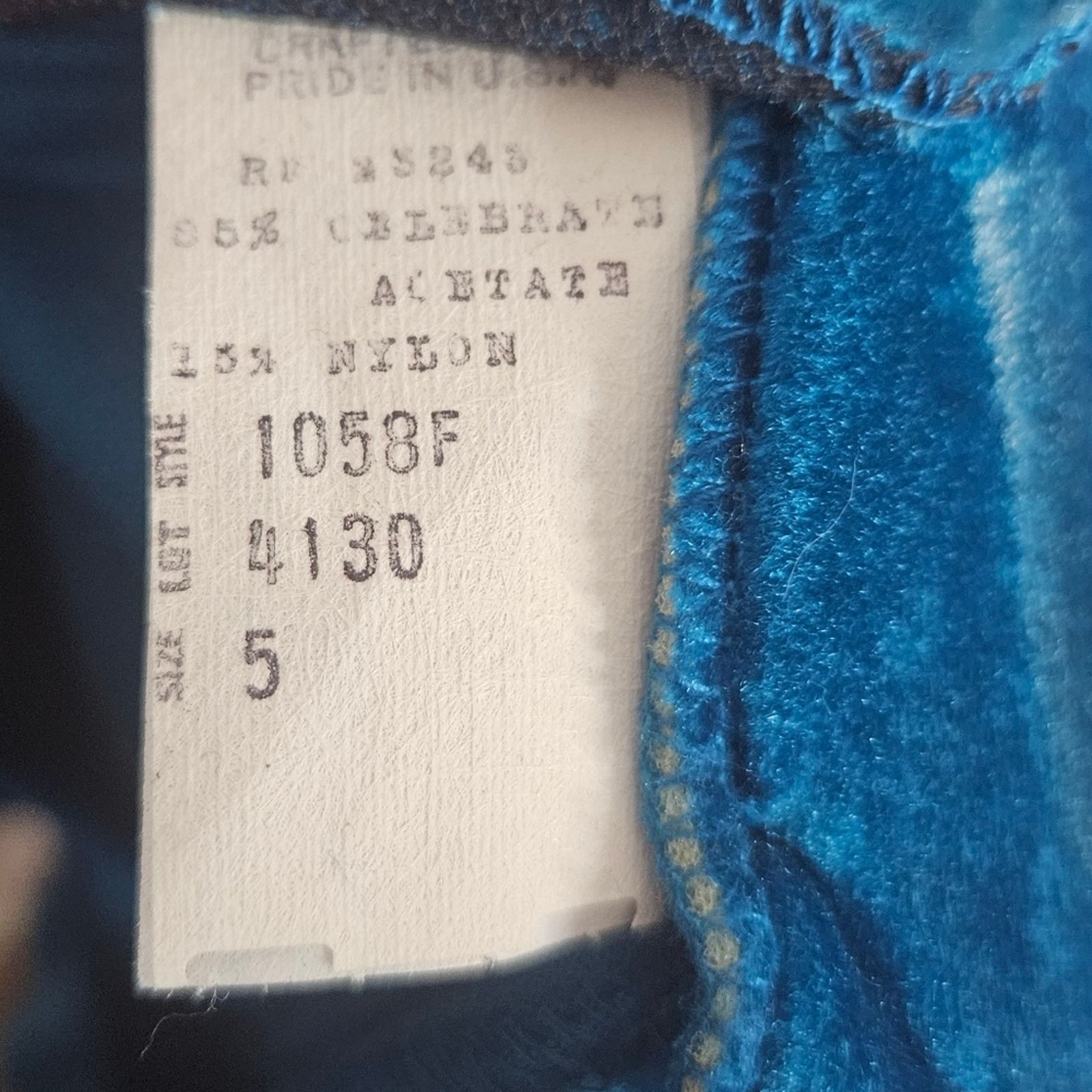 Vintage VTG 80s Teal Velvet Peplum Waist Jumpsuit with Open Back Size 28" / US 6 / IT 42 - 8 Thumbnail