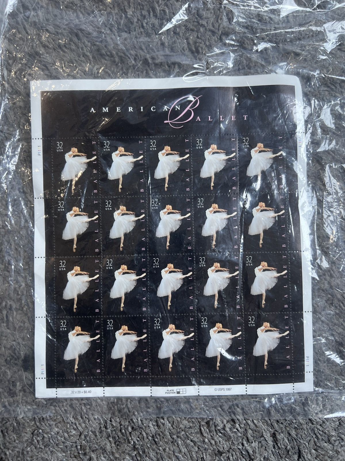 Vintage 1997 USPS American Ballet Stamp Sheet Size ONE SIZE - 2 Thumbnail