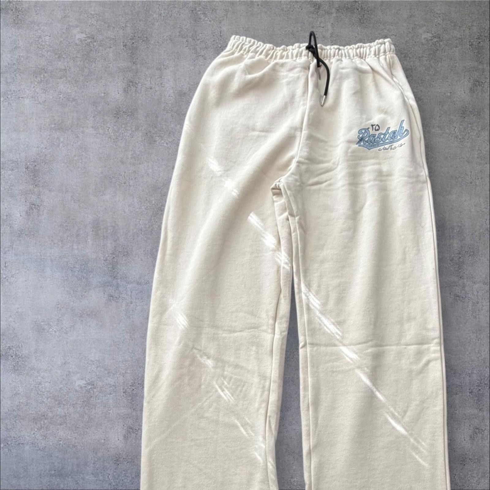 Rastah Men's Cream Joggers with Blue Detail size XXL
