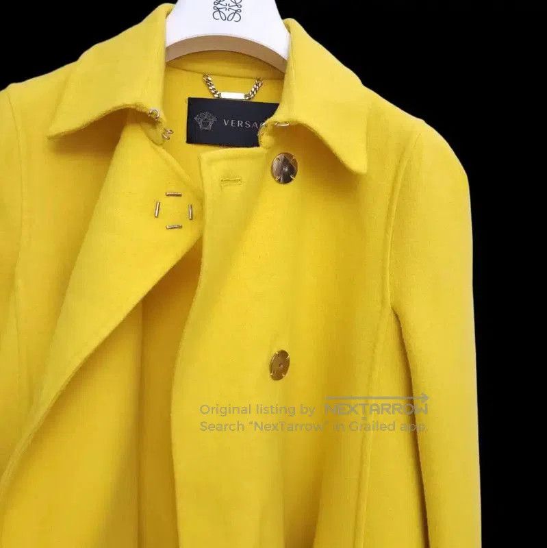Versace Versace Yellow Cashmere Mid-Length Coat . Size S / US 4 / IT 40 - 6 Thumbnail