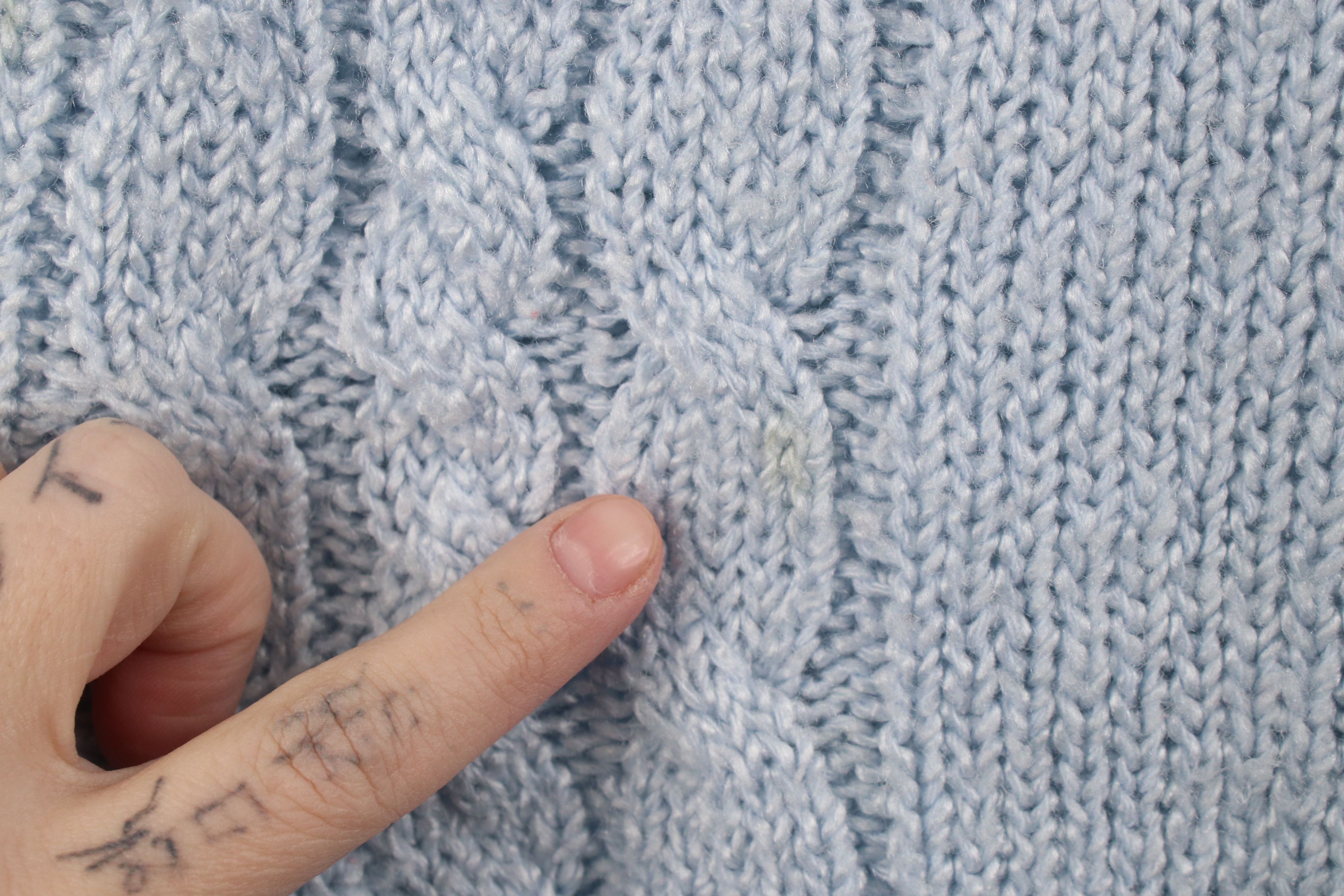 Vintage Vintage 90s Streetwear Ribbed Cable Knit Sweater Light Blue Size L / US 10 / IT 46 - 4 Thumbnail