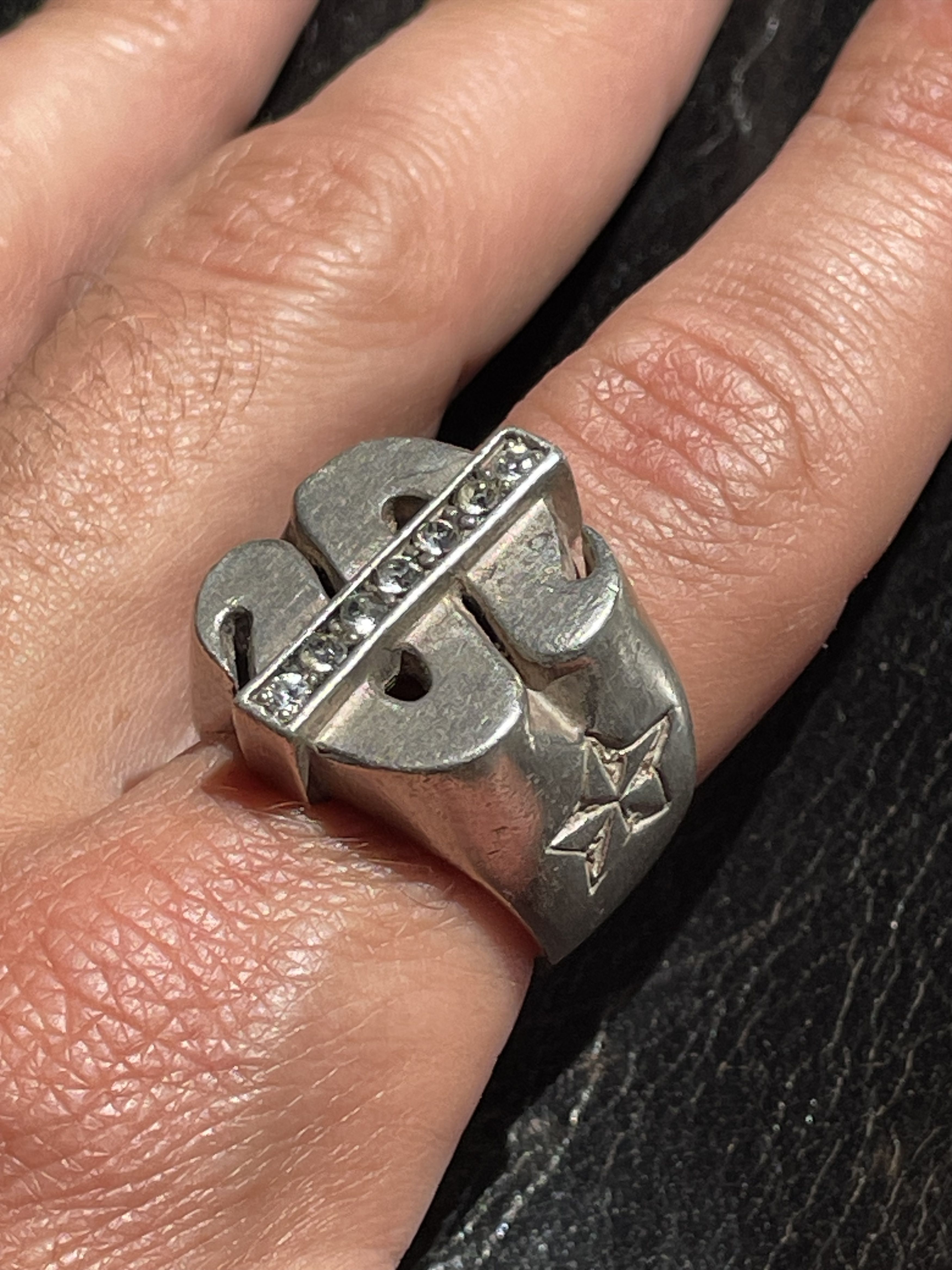 291295=Homme Rare Vintage 291295 Sterling Silver Dollar Sign Ring Size ONE SIZE - 6 Thumbnail